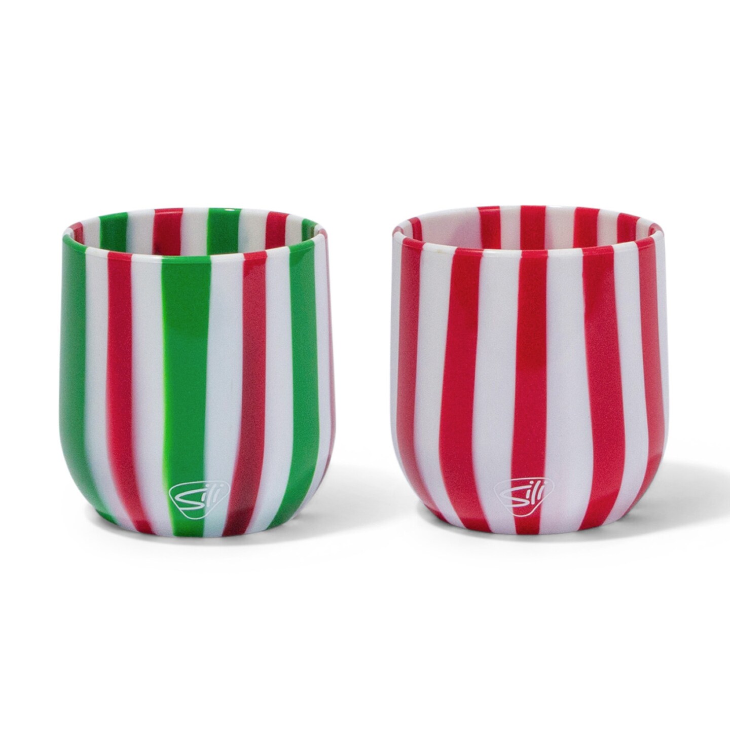 Silipint: Silicone Wine Glasses: 2 Pack - Peppermint &#x26; Poinsettia - Unbreakable, Holiday &#x26; Christmas Gift, Dishwasher-Microwave-Freezer-Oven Safe