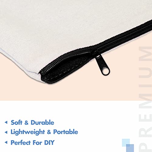 15 Pack Blank Cotton Canvas DIY Craft Zipper Bags Pouches Pencil Case for Makeup Cosmetic Toiletry Stationary Storage (off white, 8.3&#x201D; x 4.7&#x201D;)