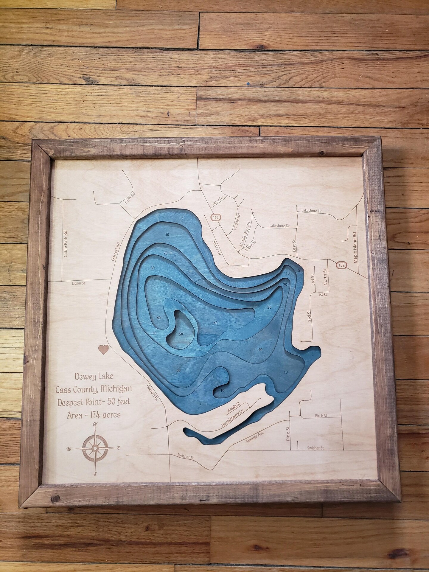 Lake Gaston, NC 3d Wood Map product 6