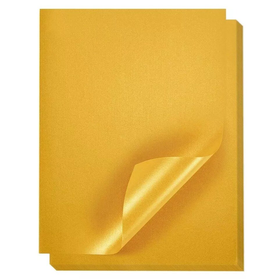 48-Pack Glitter Gold Colored Paper for DIY Crafts, Double Sided, 8.5&#x22;x11&#x22;