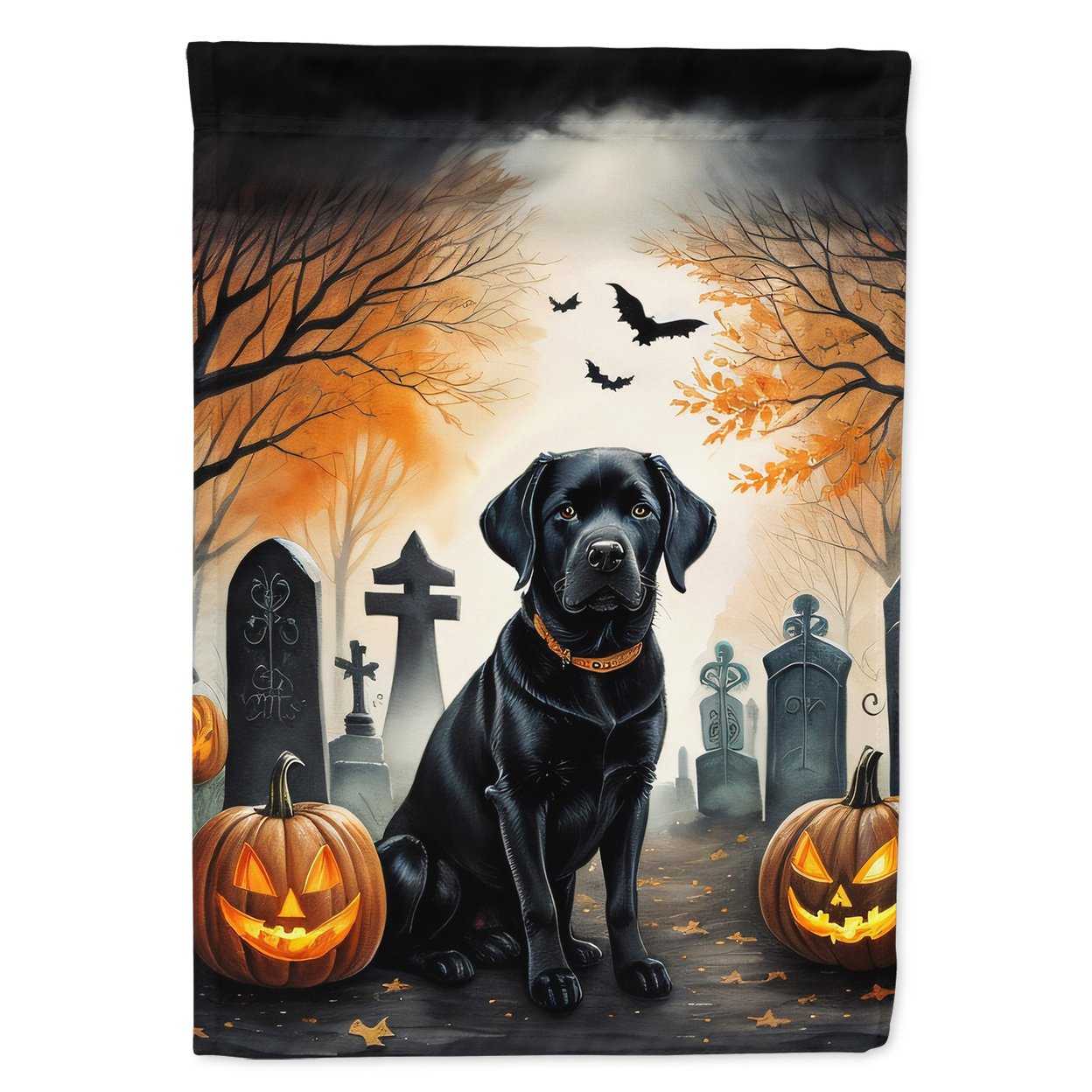 Black Labrador Retriever Spooky Halloween Garden Flag