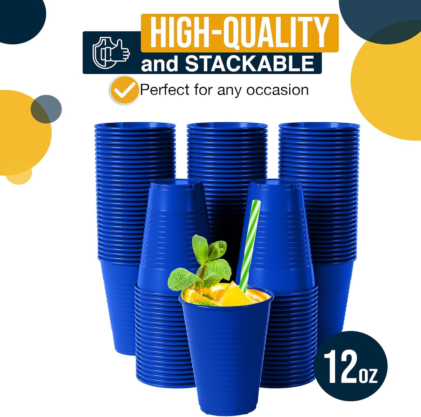 Exquisite Party Solids 12 Oz Plastic Cups – 100 Pack Disposable Cups for Parties & Events | Durable Plastic Party Cups | Bulk Drink Cups for Soda, plastic cup | Recyclable Disposable Cups for Everyday Use & Celebrations