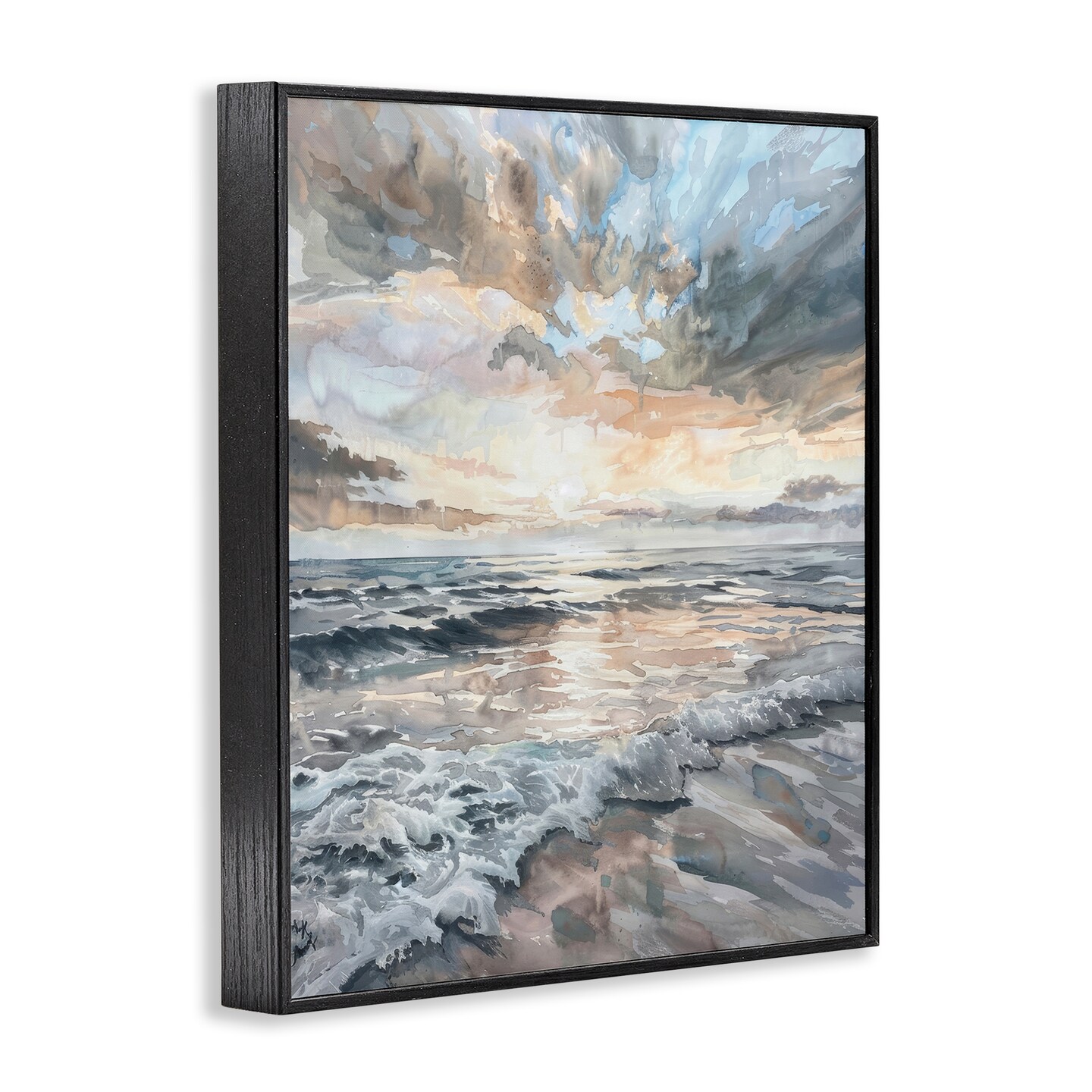Stupell Industries Cloud Break over Sea Framed Giclee Wall Art Design by Petal Prints Design