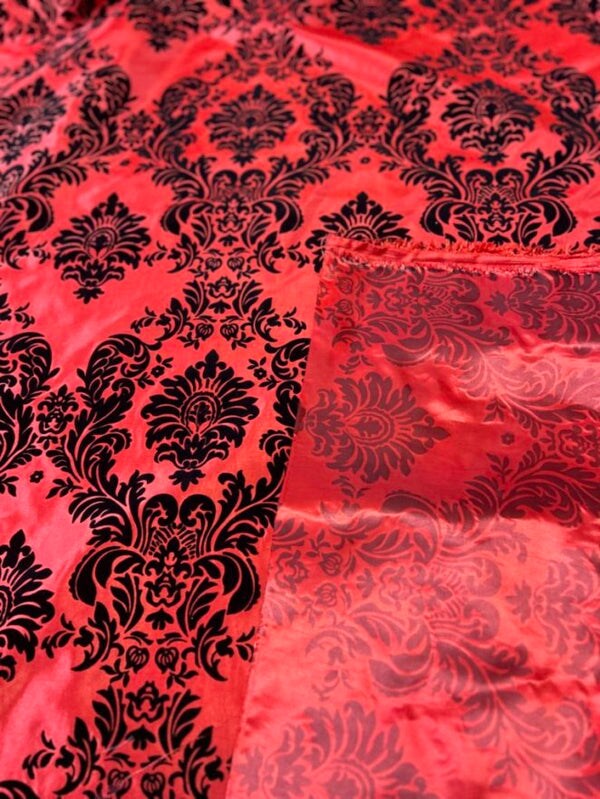 1 Yard Elegant Damask Flocking Taffeta Fabric for Decor & Events