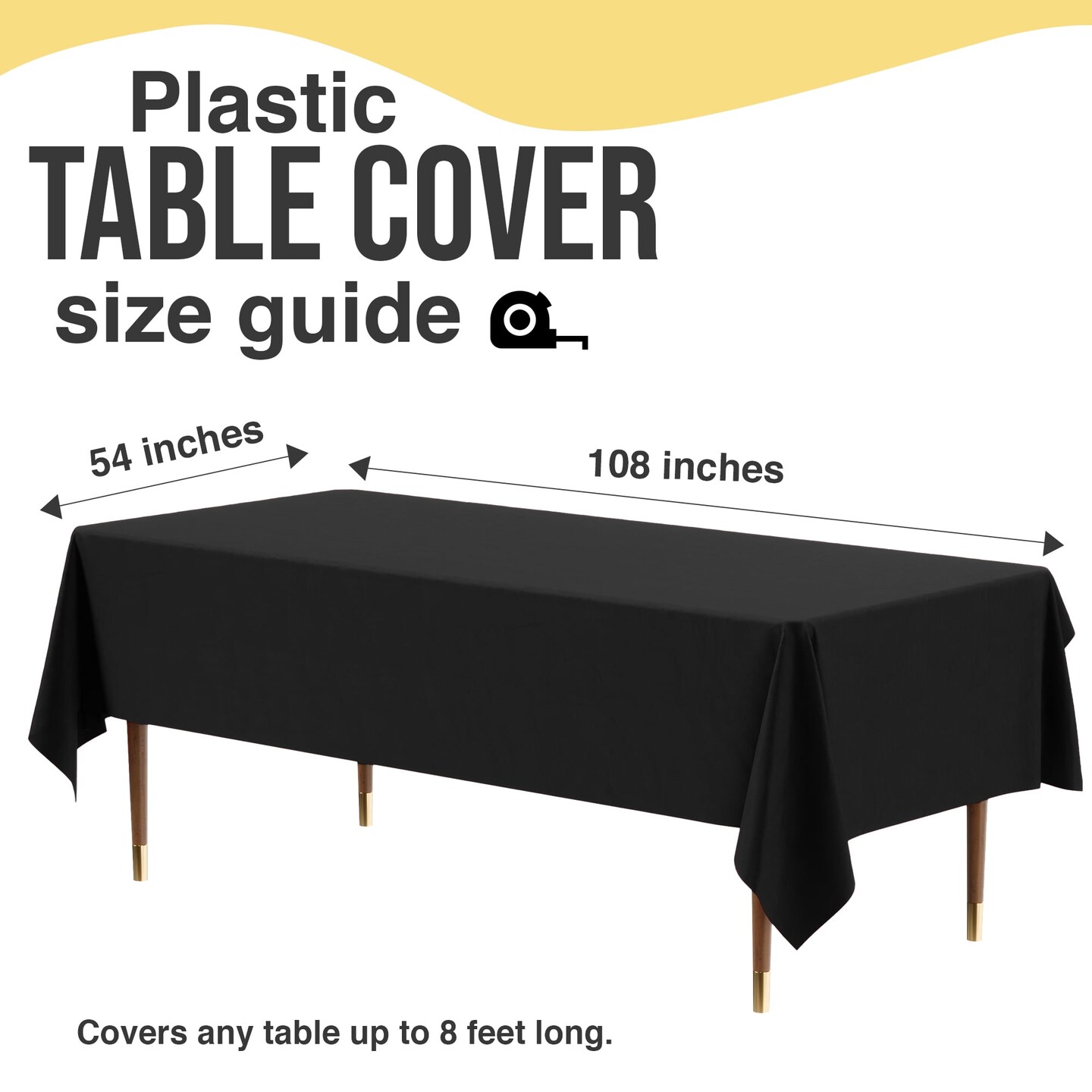 Exquisite 12-Pack Premium Plastic Tablecloth 54in. x 108in. Rectangle Plastic Table Cover