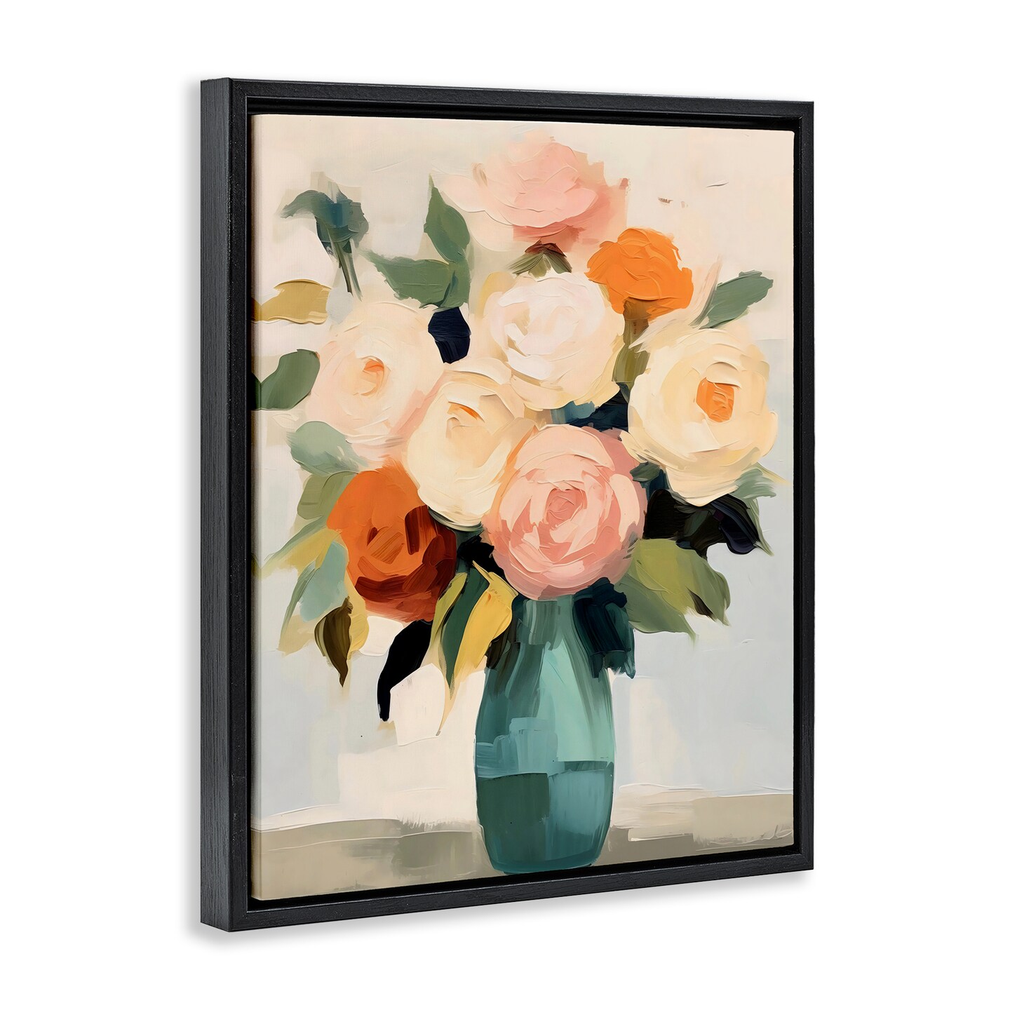 Stupell Industries Soft Hued Roses Vase Floating Frame, design by LSR Creative Studio