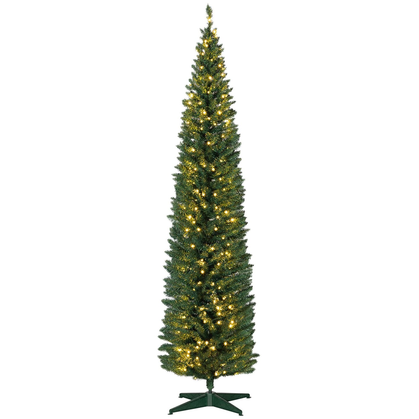 Edge Collections - 8' - Green - Prelit Slim Artificial Christmas Tree for Indoor Festivities - 1 Piece
