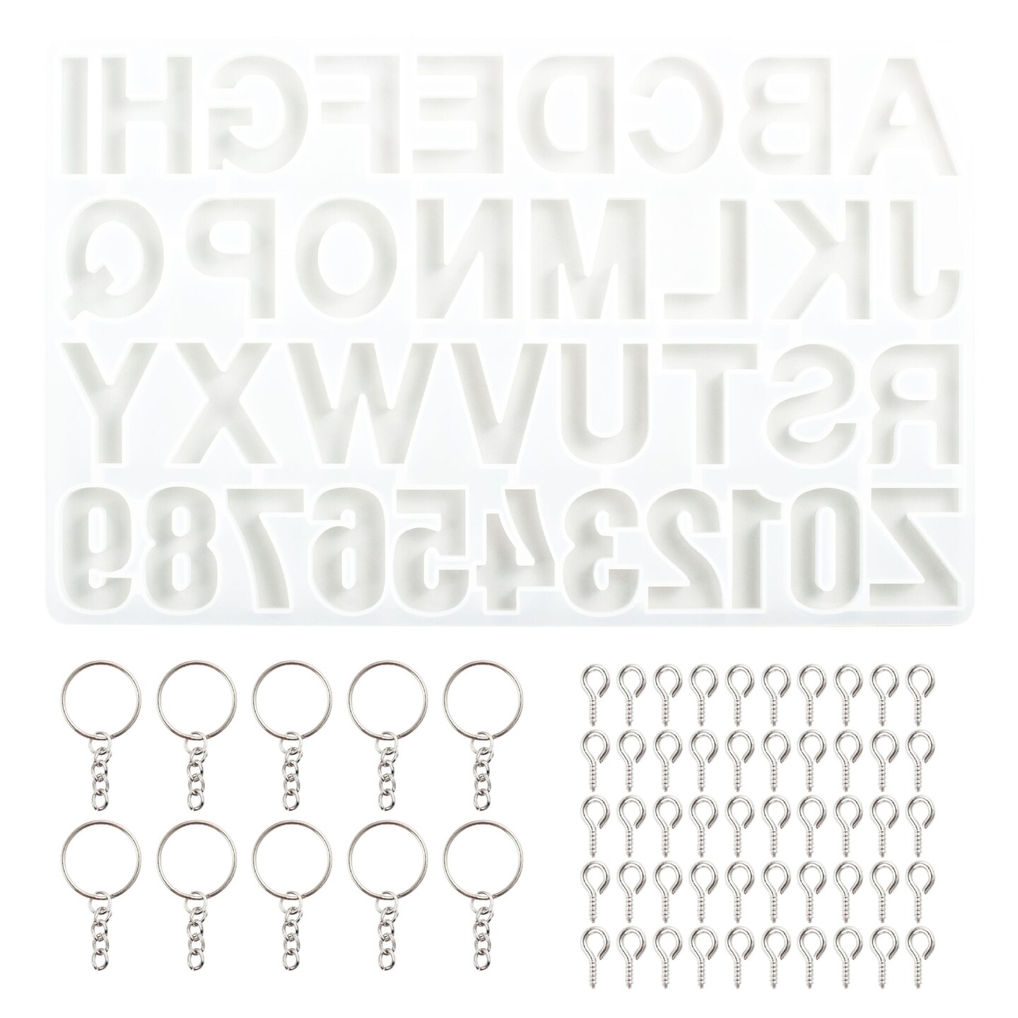 Alphabet Number Silicone Resin Mold Tray Kit, Epoxy Letters Keychains for Crafts