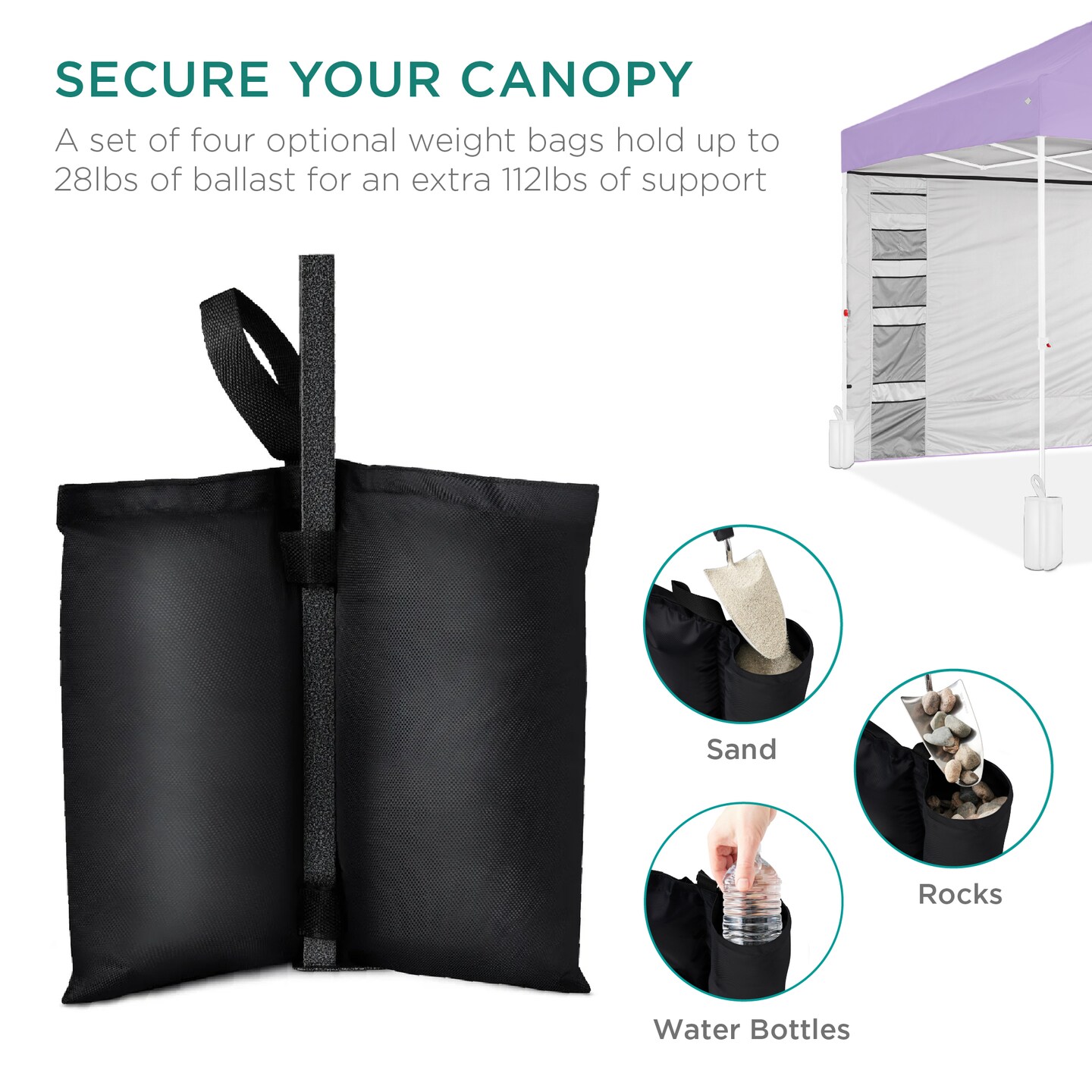 Best Choice Products 10x10ft Easy Setup Pop Up Canopy, Portable Tent w/ Side Wall, 1-Button Push, Case