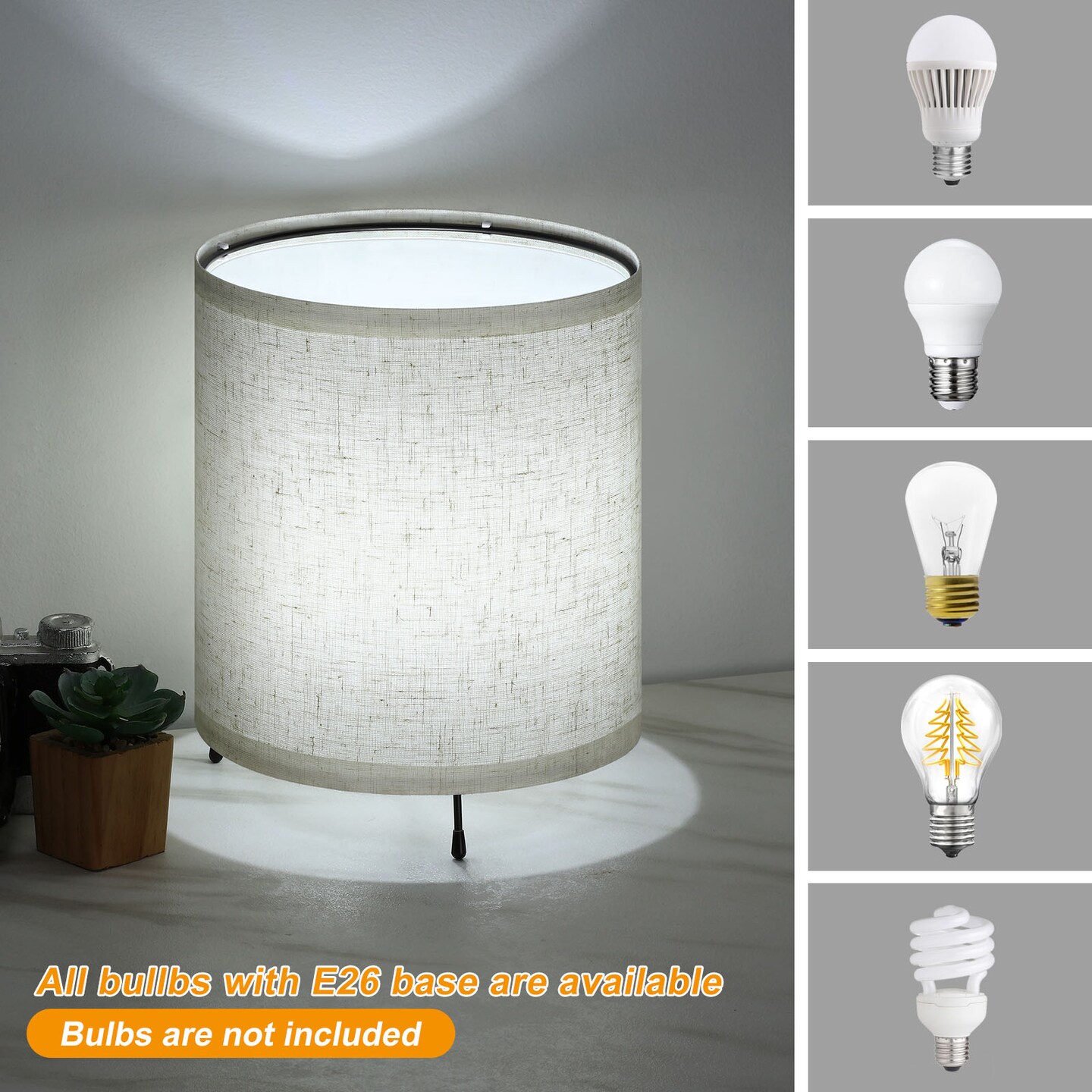 2PCS Night Light Dimmable Nightstand Lamp Linen Plug-In