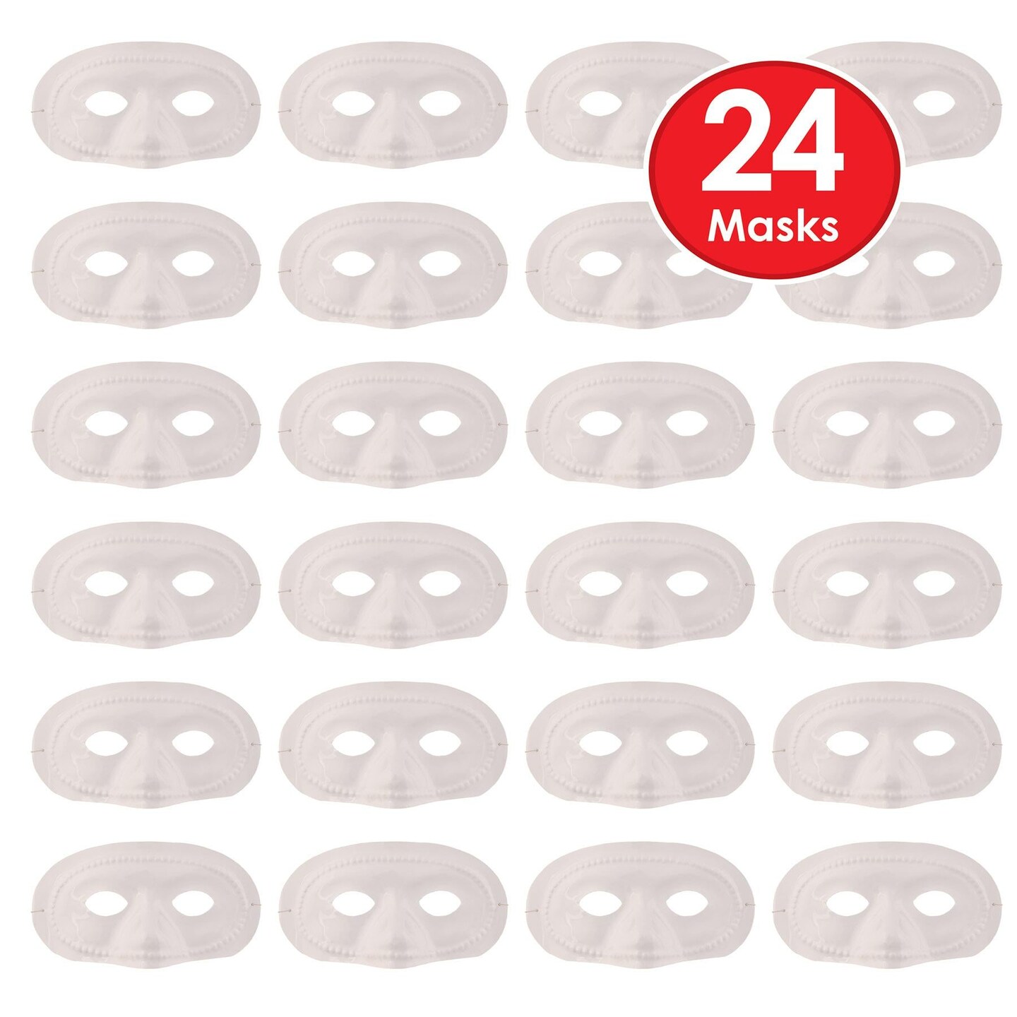 24 Pack Beistle Mardi Gras White Half Mask