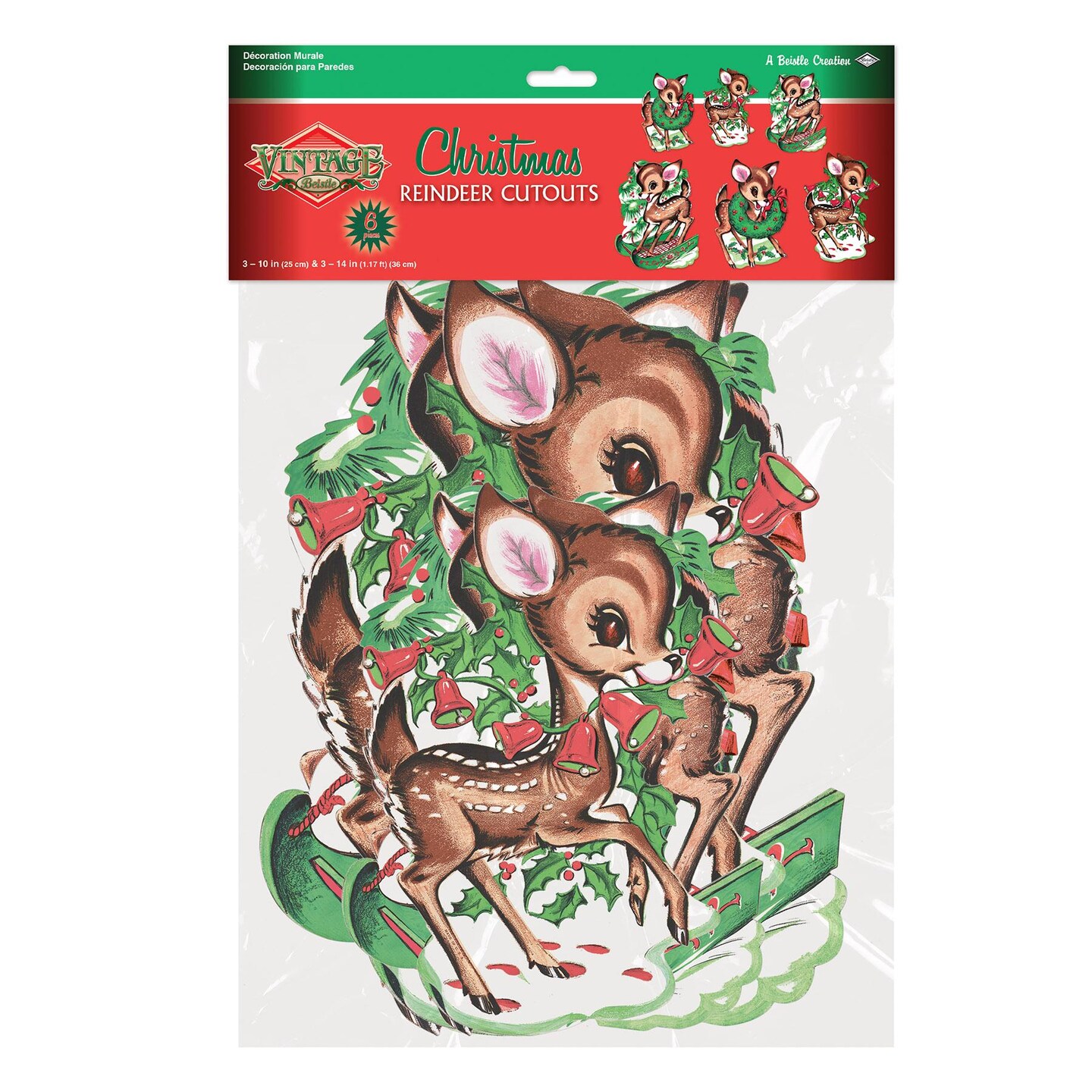 72 Pack Beistle Vintage Christmas Reindeer Cutouts