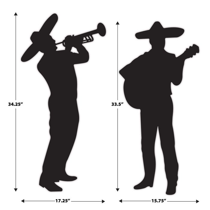 24 Pack Beistle Mariachi Band Silhouette Decorations