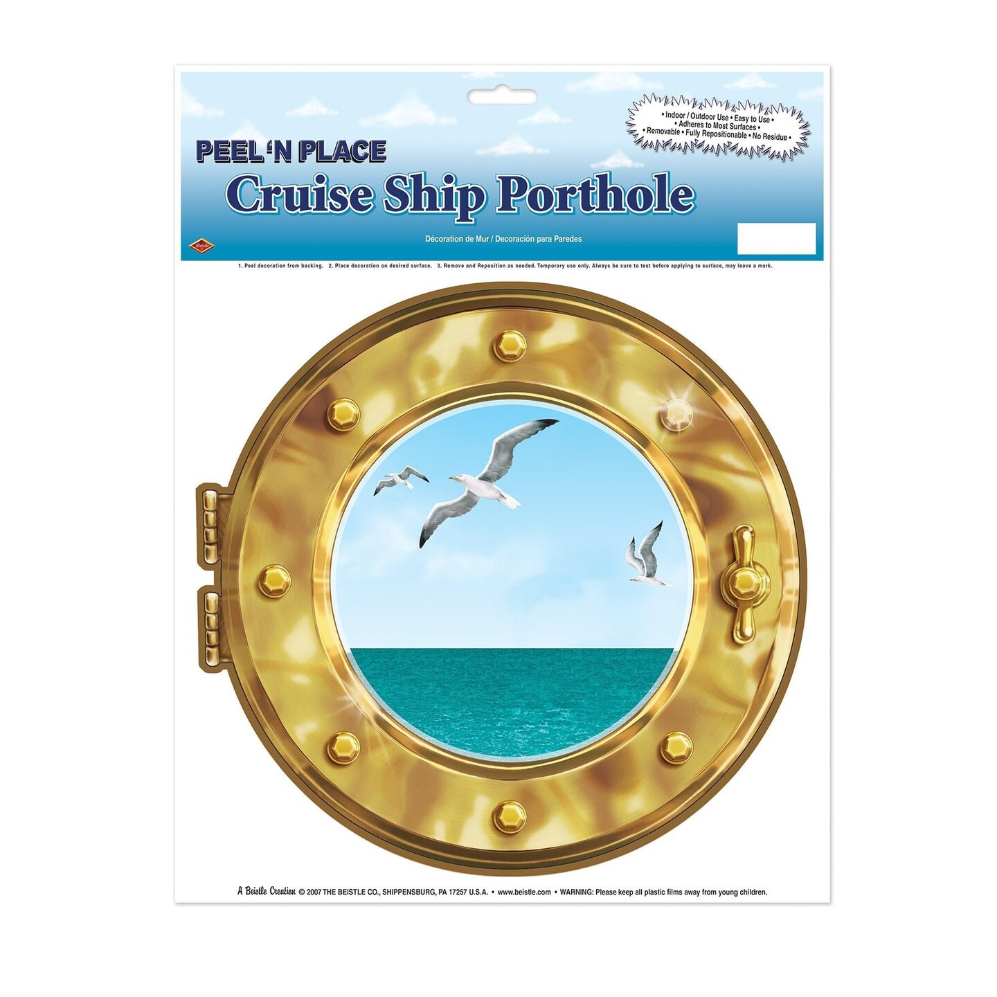 12 Pack Beistle Cruise Ship Porthole Party Peel &#x27;N Place Clings