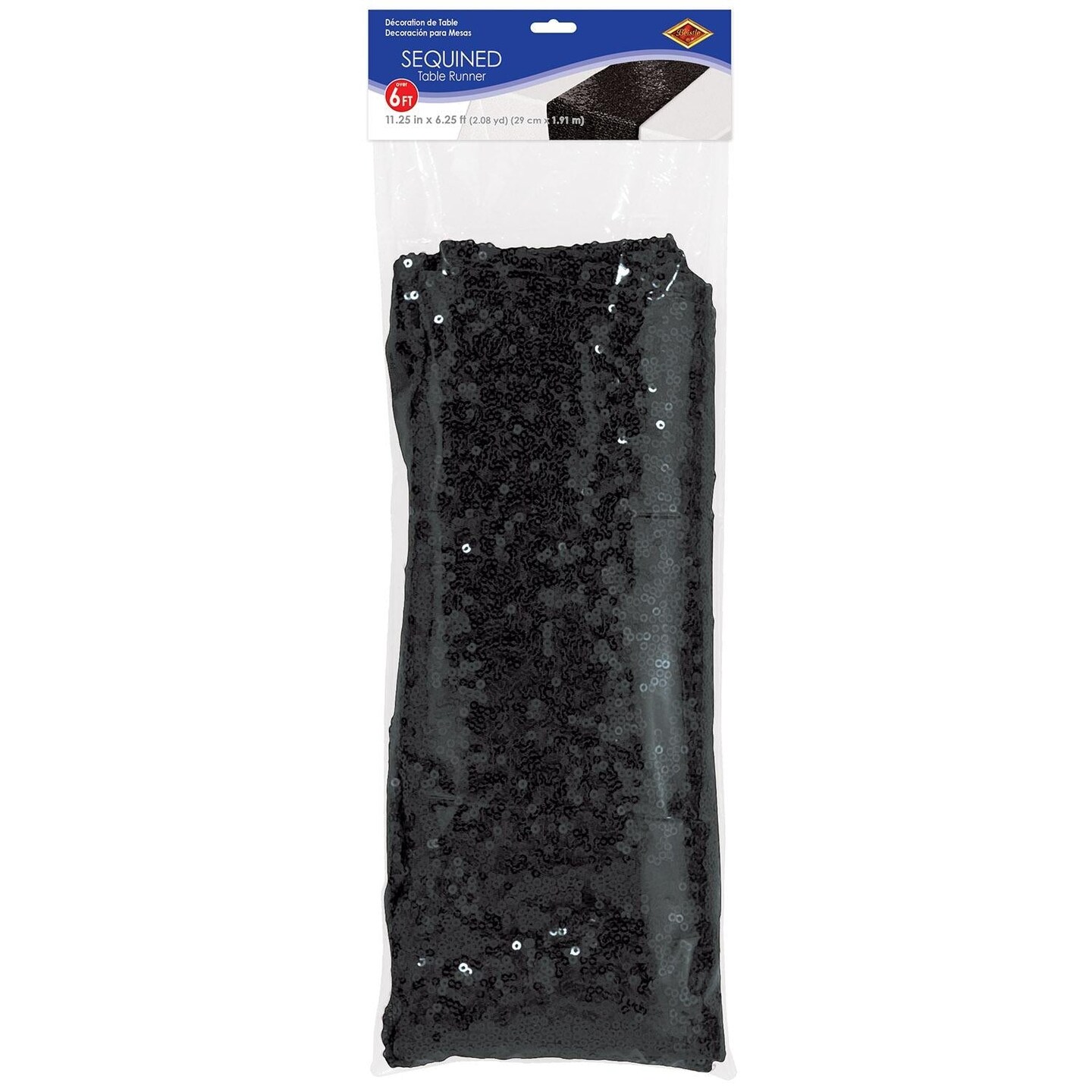 12 Pack Beistle Sequined Party Table Runner - black