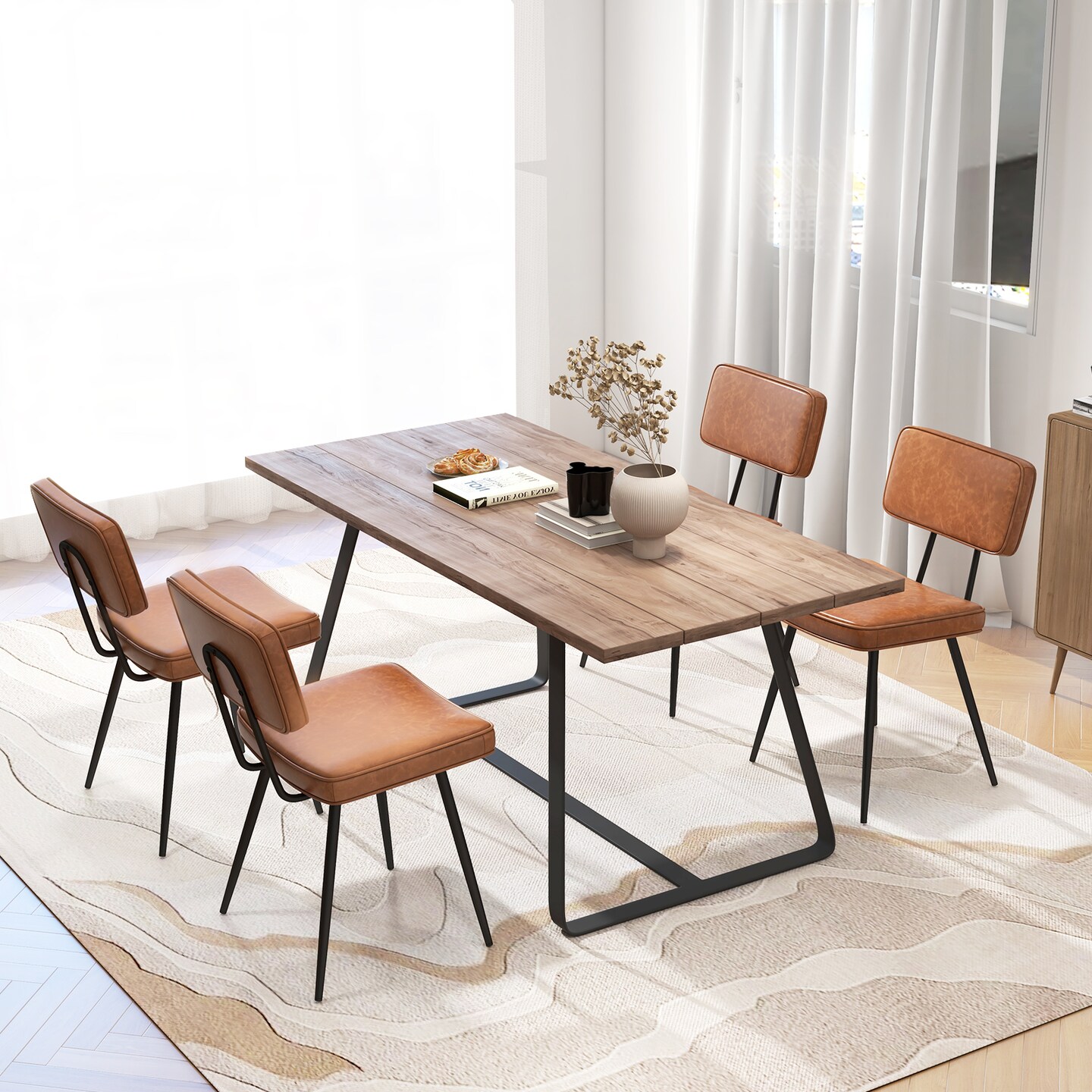 Set of 2 Dining Chairs with Padded Backrest and Seat Comfortable and Stylish Seating