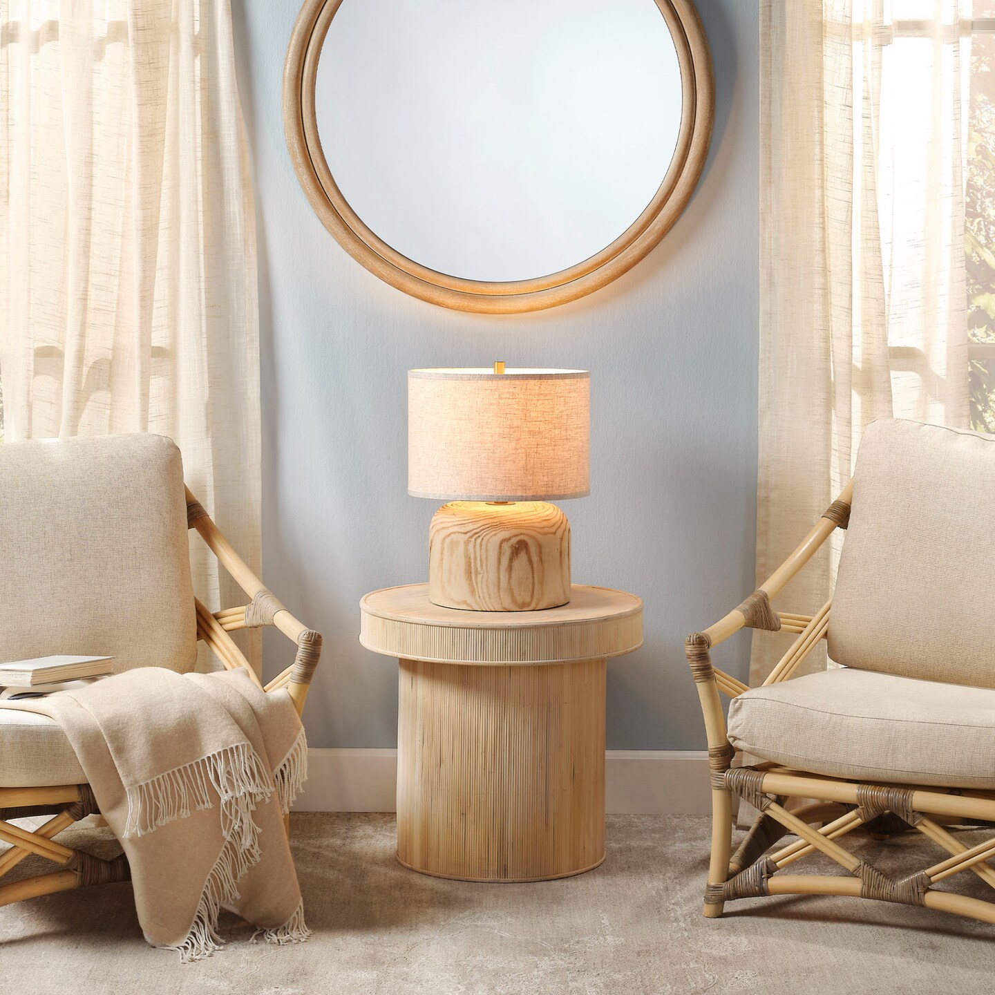 Jamie Young Company Ribbed Bamboo Side Accent Table - 22&#x22; - Brown
