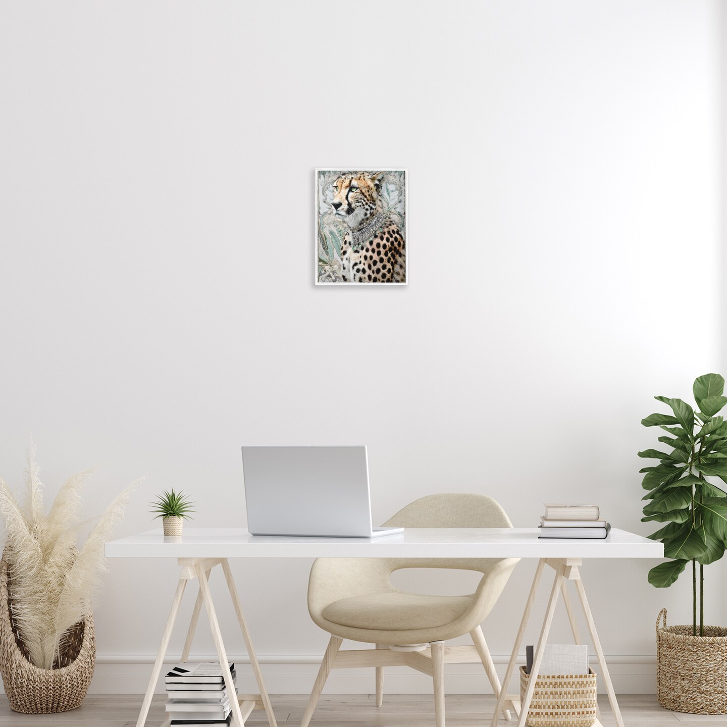 Stupell Industries Nouveau Style Cheetah with Necklace Framed Giclee By Annabelle Hall