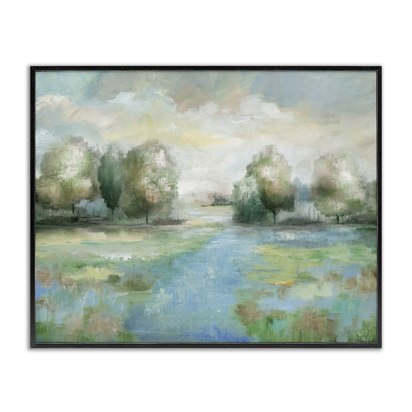 Stupell Industries Abstract Rural Meadow Stream Framed Giclee By Nan ...