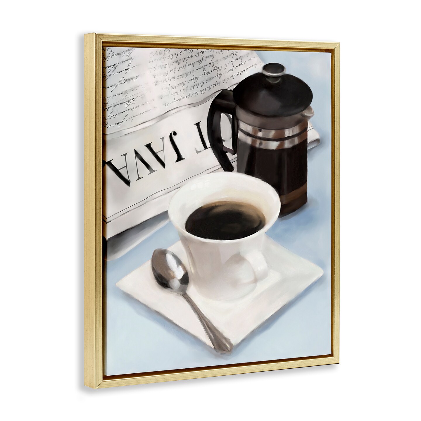Stupell Industries Black Coffee & Newspaper Floating Frame By Carol Robinson