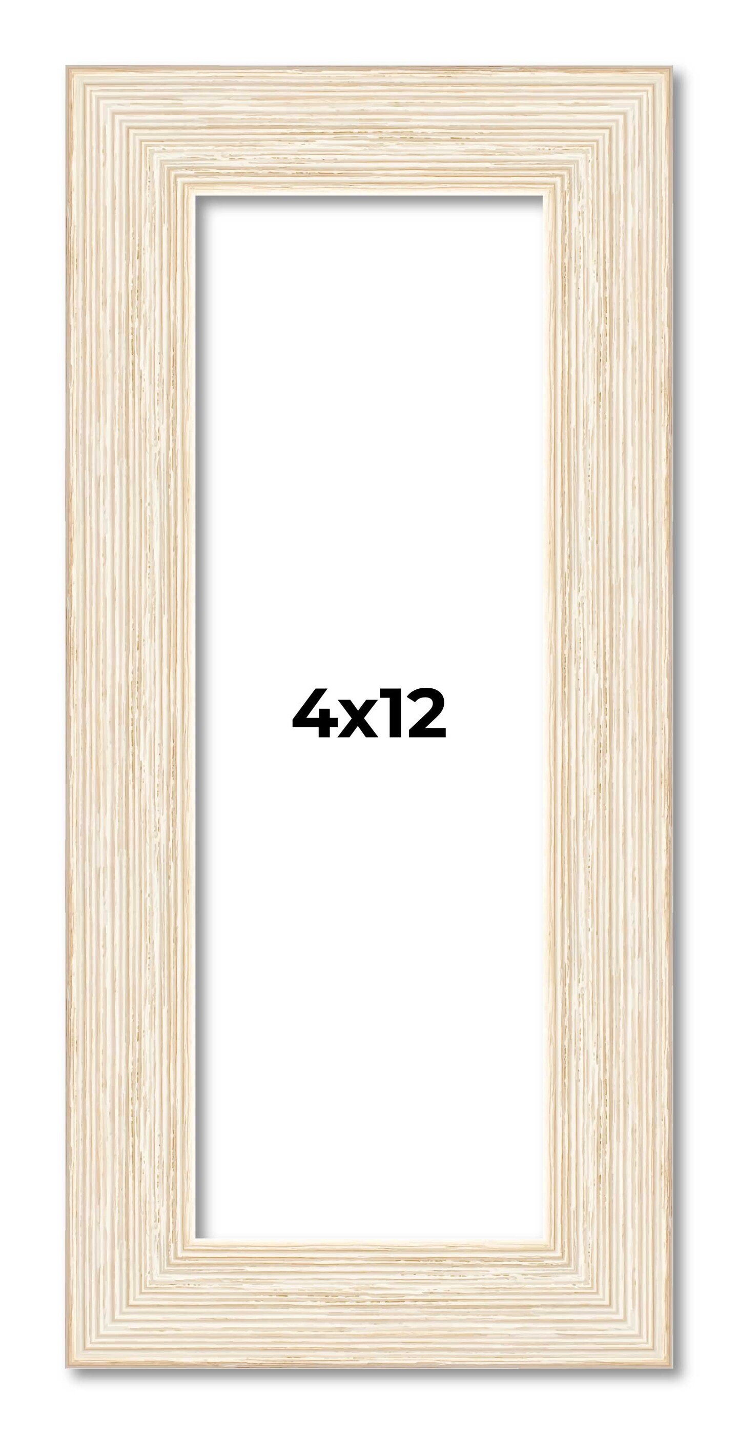 4x12 Wide Barnwood Picture Frame with UV-Resistant Acrylic & Acid Free Backing, Available in 6 Paint Finishes - Grey, Brown, White, and Black