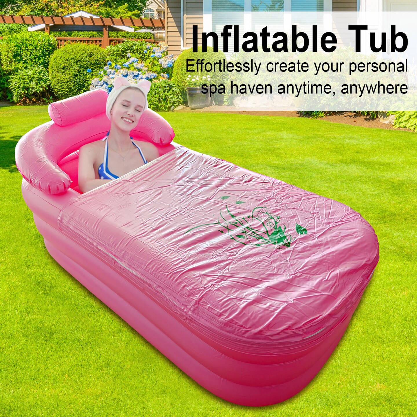 Inflatable Spa Tub Portable Relaxation Tub Foldable Bathtub With Backrest Easy Assembly Bathing Pool For Adults Children