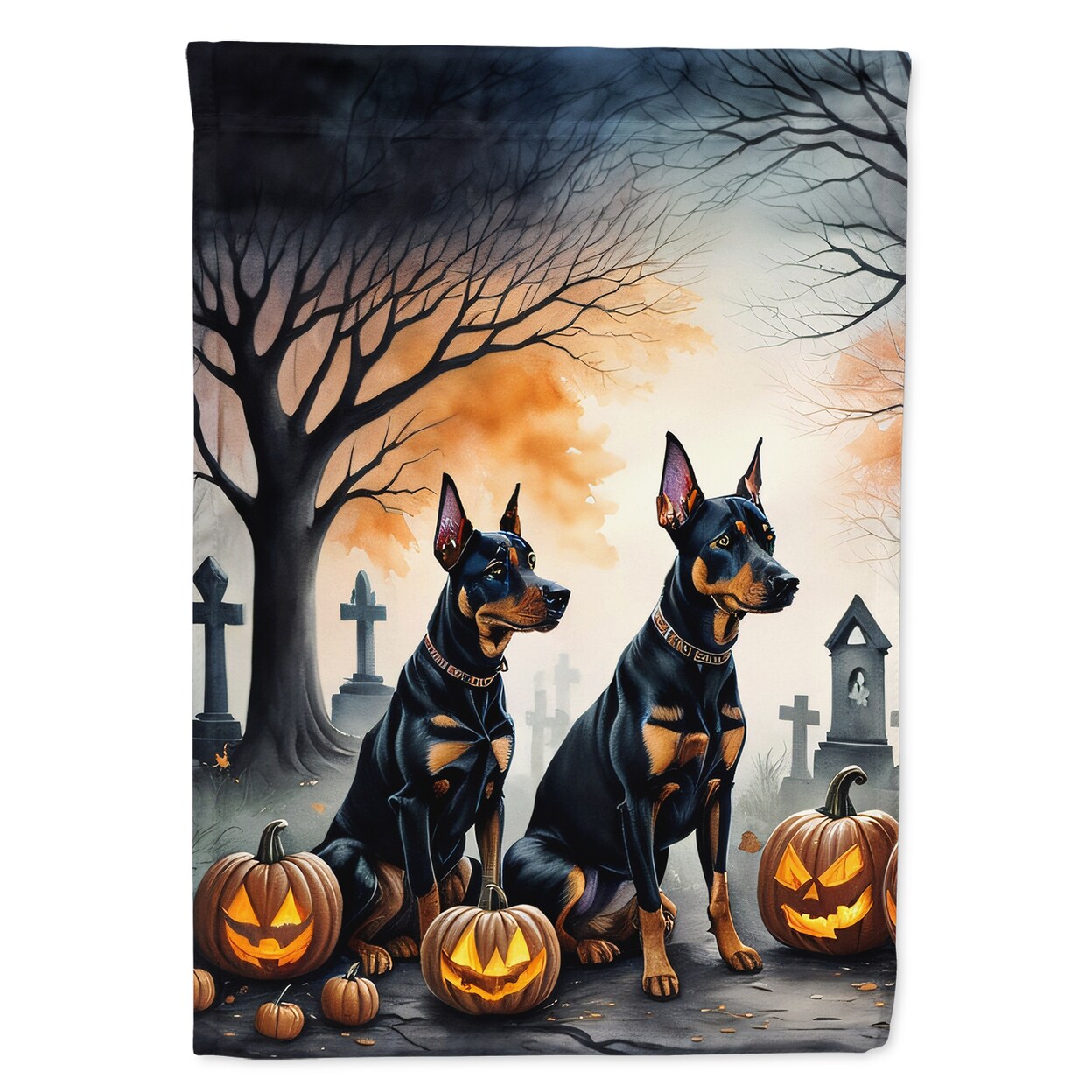 Doberman Pinscher Spooky Halloween Garden Flag