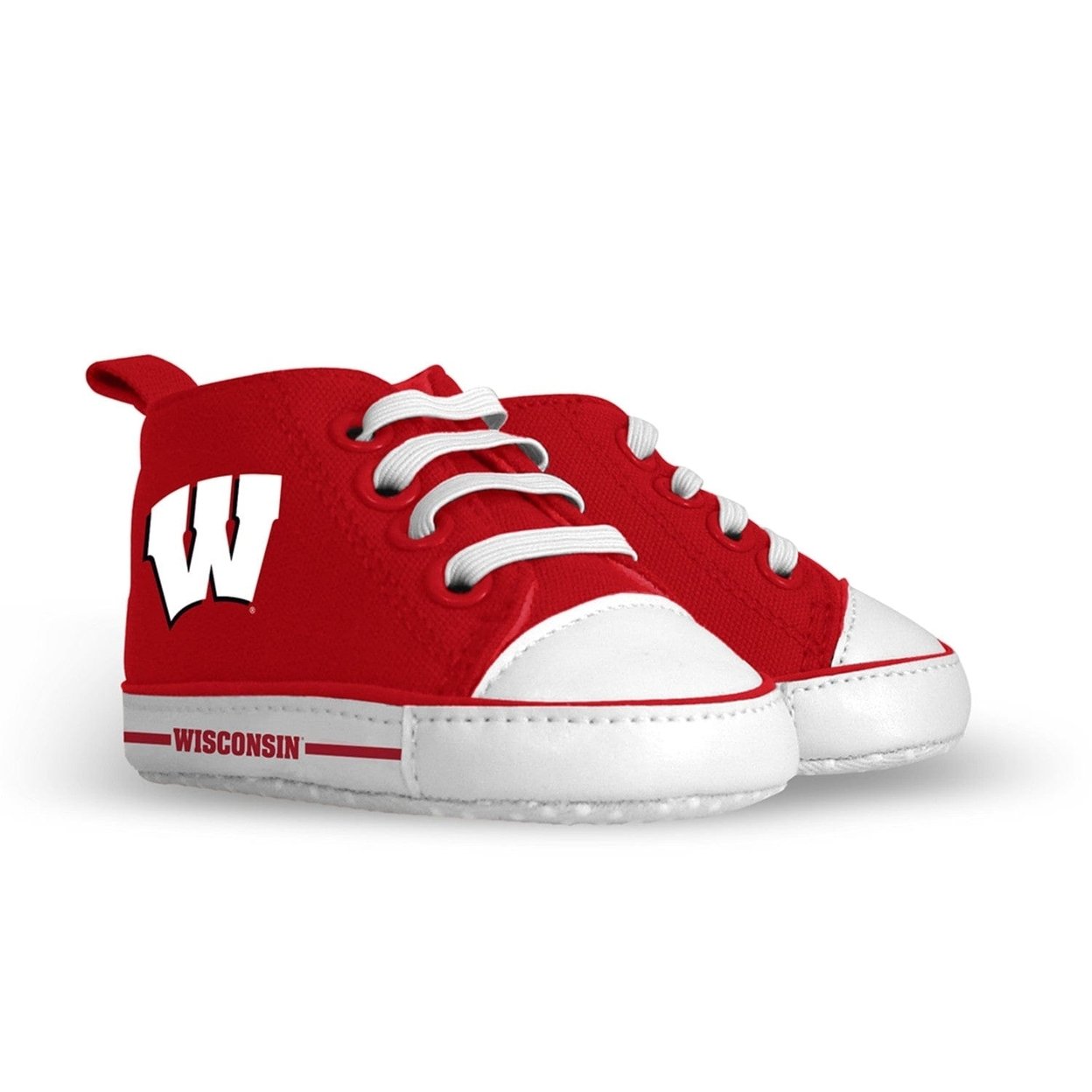 Wisconsin Badgers Baby Shoes Unisex High Top Pre-Walkers Soft Fabric Grippers