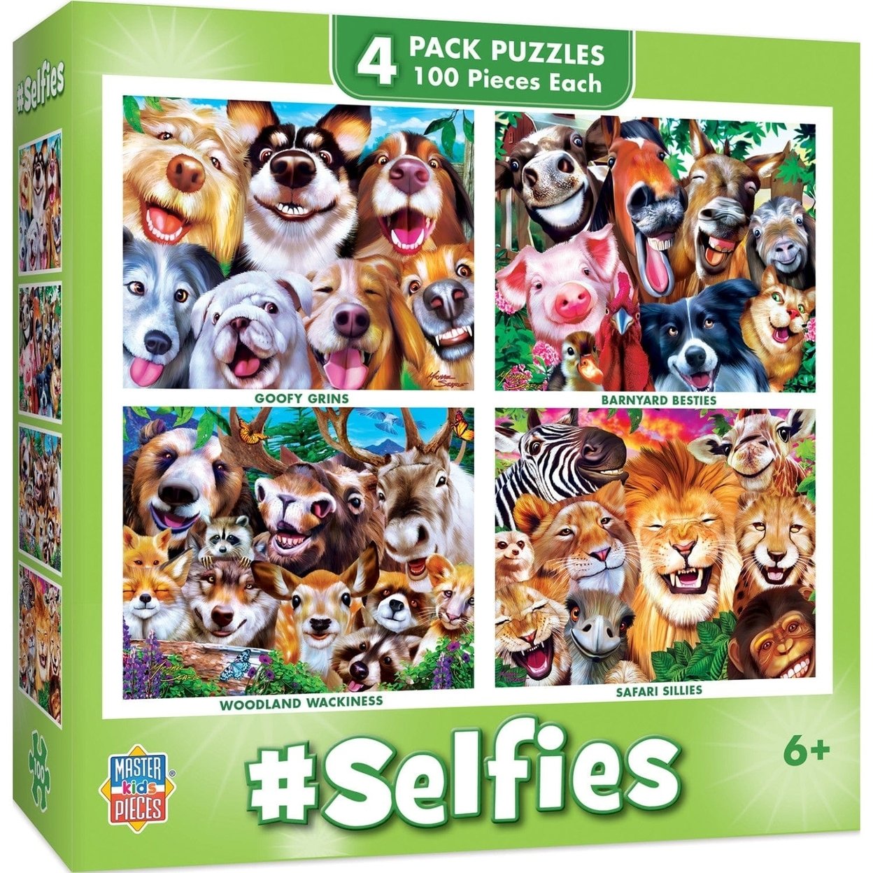 Masterpieces Selfies Jigsaw Puzzle 100 Piece 4 Pack Kids Animal Fun 8X10