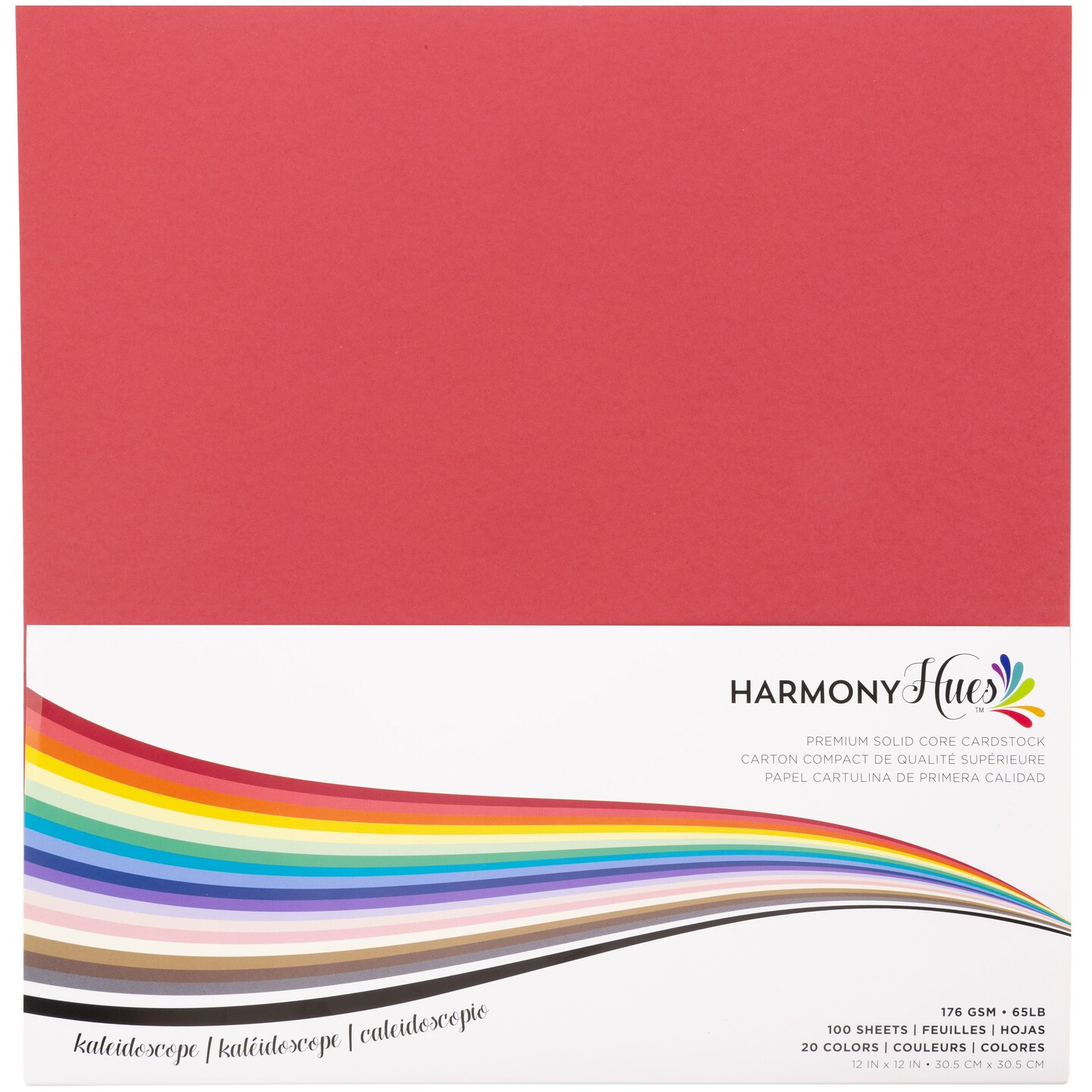 Cardstock 12 x 12 Paper Pack - 65lb Card Stock for Crafts, Cardmaking, Art Projects - 100 Square Scrapbook Sheets, 20 Assorted Colors - Double Sided with Solid Core, Kaleidoscope
