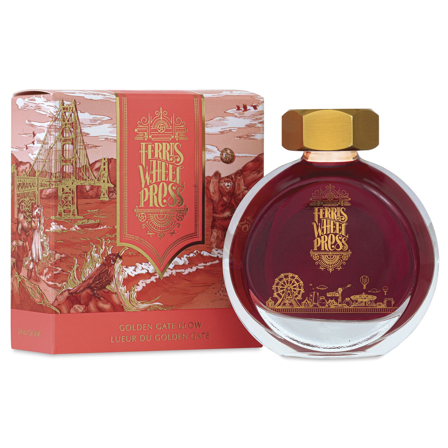Ferris Wheel Press Fountain Pen Ink - Golden Gate Glow, 38 ml