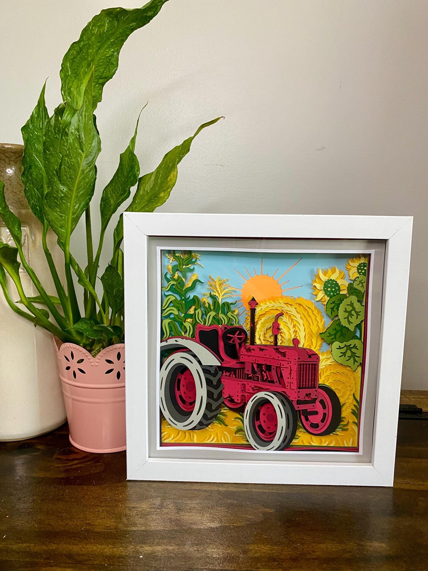 Tractor Shadow Box Case IH Tractor Shadowbox | 3D Layered Paper Wall Art | MakerPlace by ...