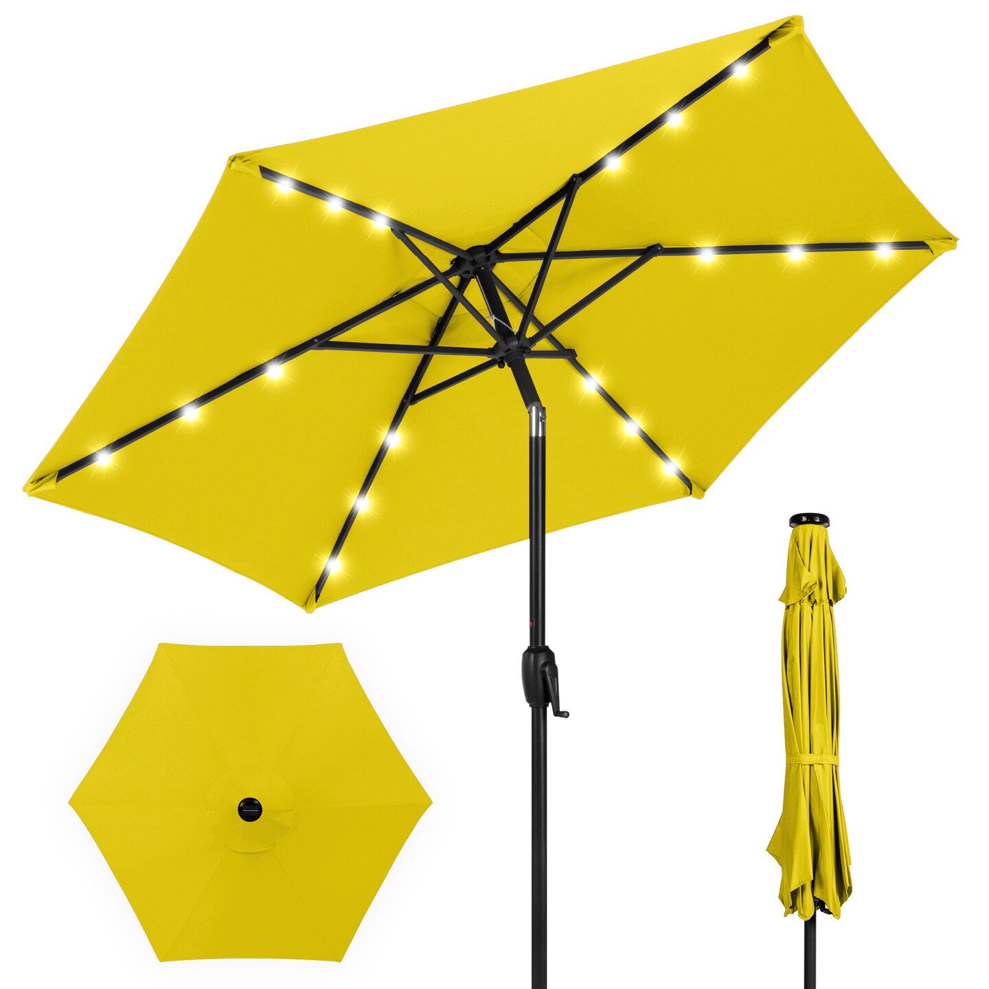 best choice products solar led lighted patio umbrella 10ft Polyester w/Tilt Adjustment and UV-Resistant Fabric Looking for superior shading Best Choice Products 7.5ft Solar