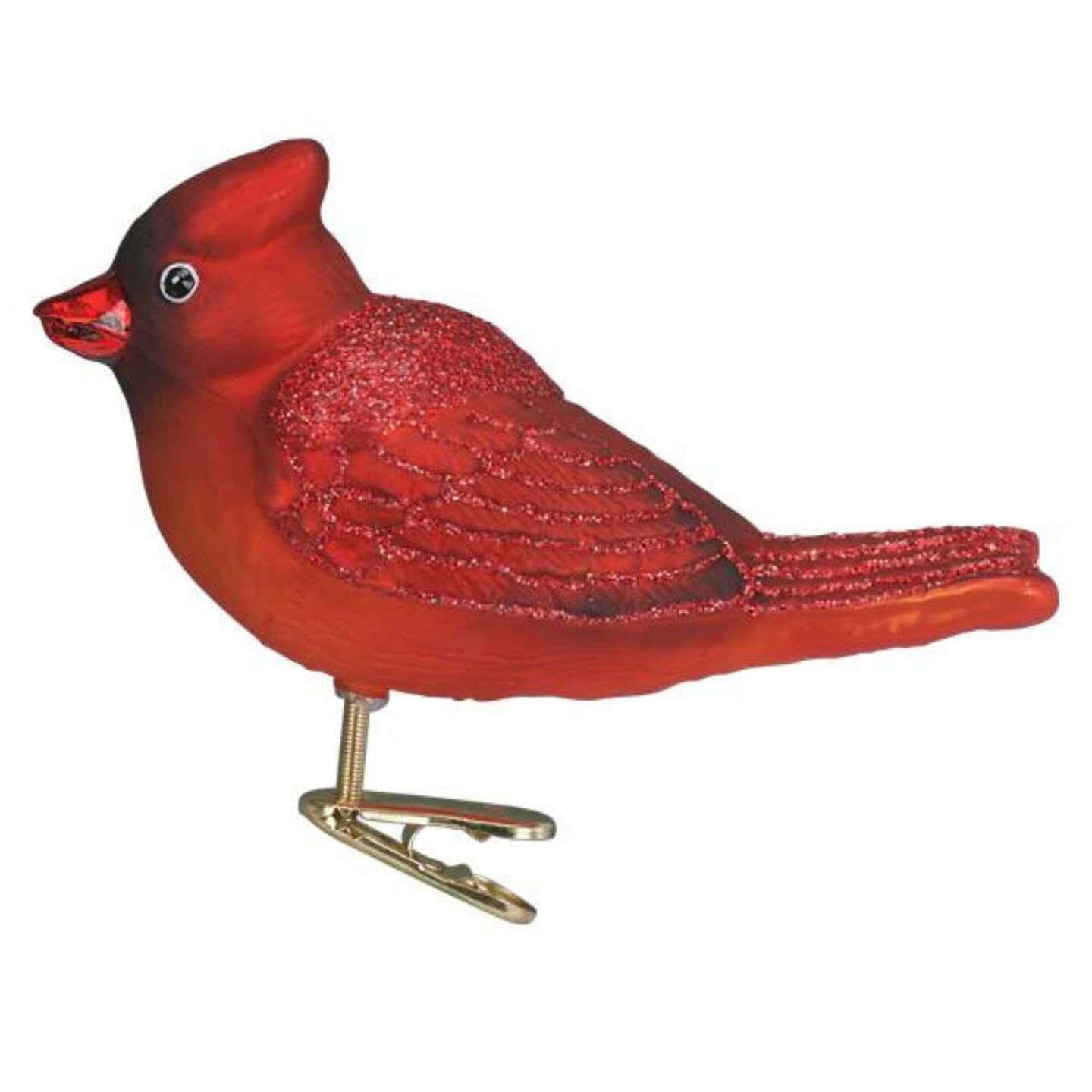 Old World Christmas 2.0 Inch Bright Red Cardinal Tree Ornament , Ornament Bird Clip-On