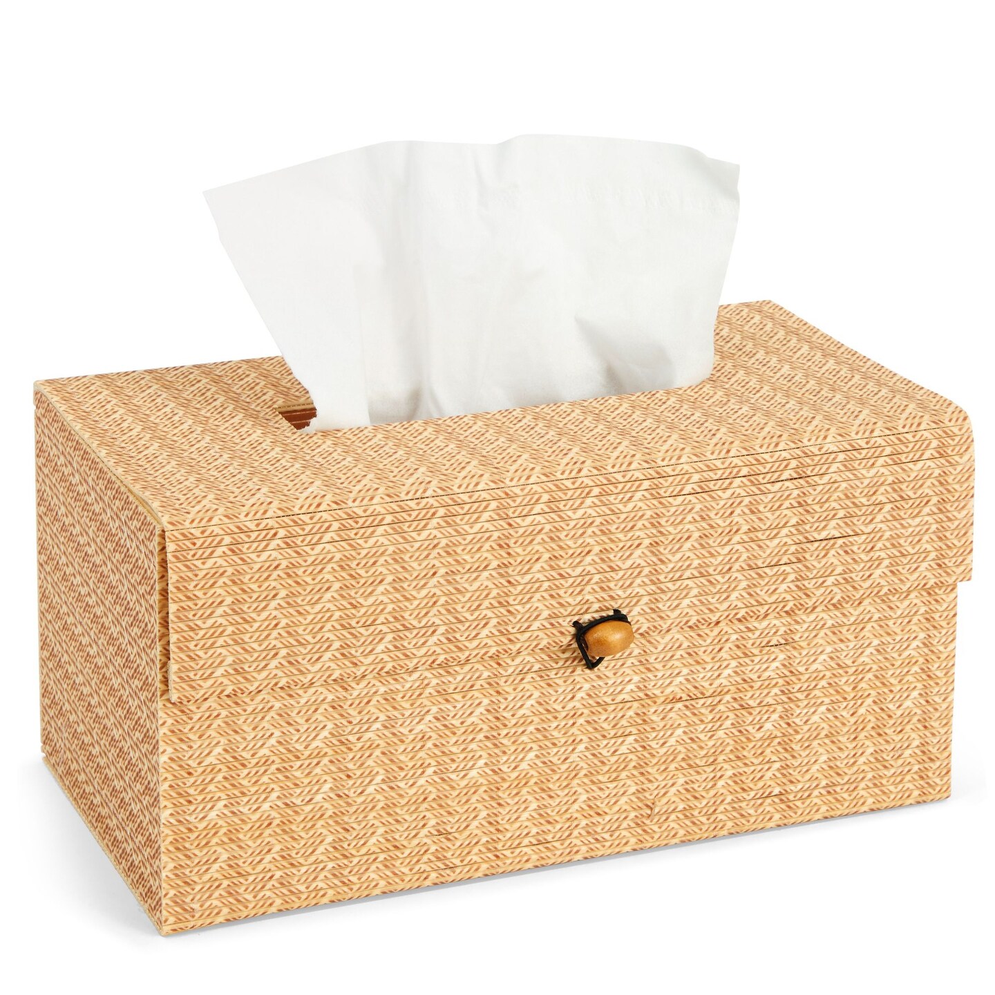 Rectangular Bamboo Cane Tissue Box Cover, Refillable Bamboo Bathroom Accessories for Home, Office Reception, Dentist, Hospital, Decorative Desk Accessory (11x6x5 in)