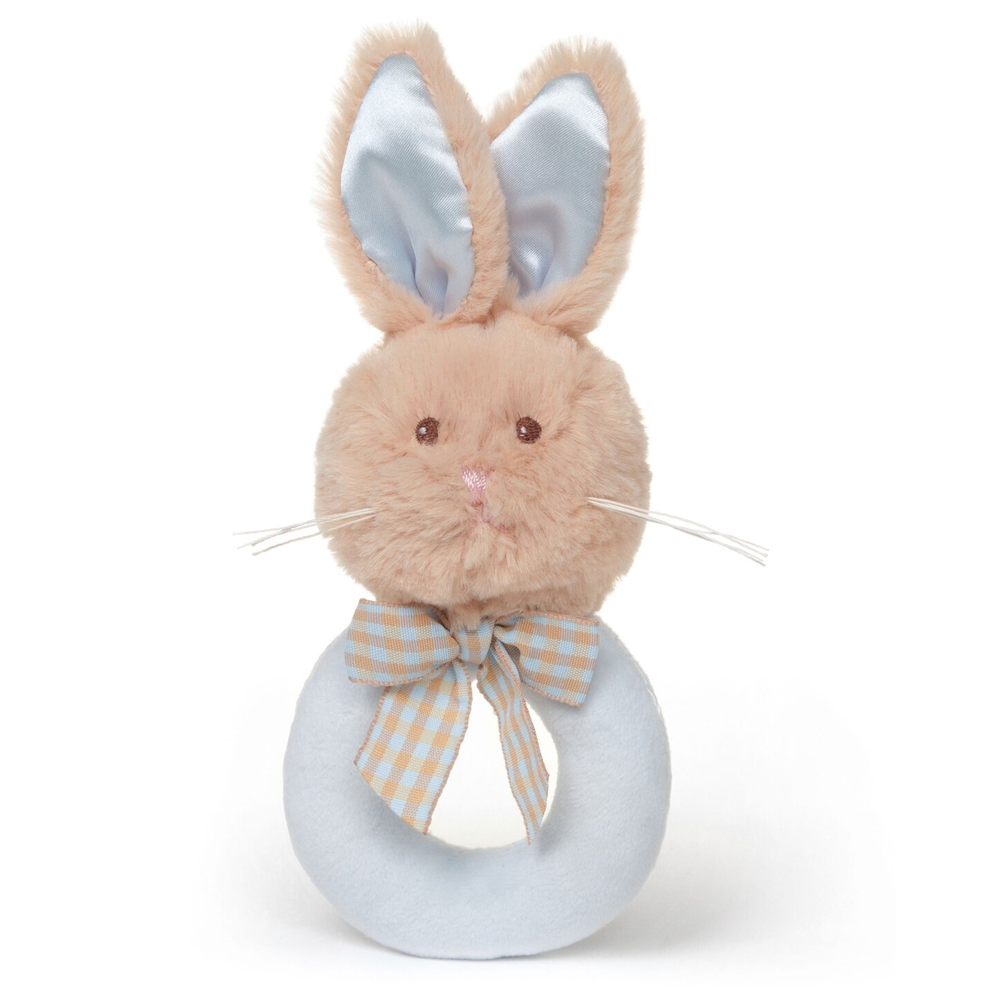 Bearington Collection Baby Lil&#x27; Bunny, 5.5 In Plush Bunny Rabbit Stuffed Animal, Soft Baby Rattles and Plush Rings Gift