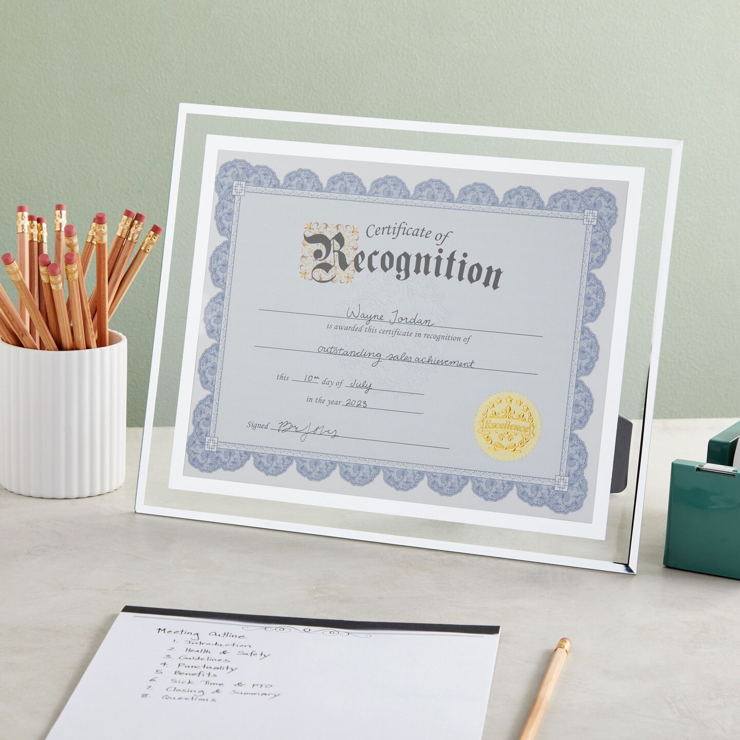 4 Pack 8.5x11 Glass Certificate Frames with Stand for Documents, Diplomas Awards, for Tabletop, Hanging
