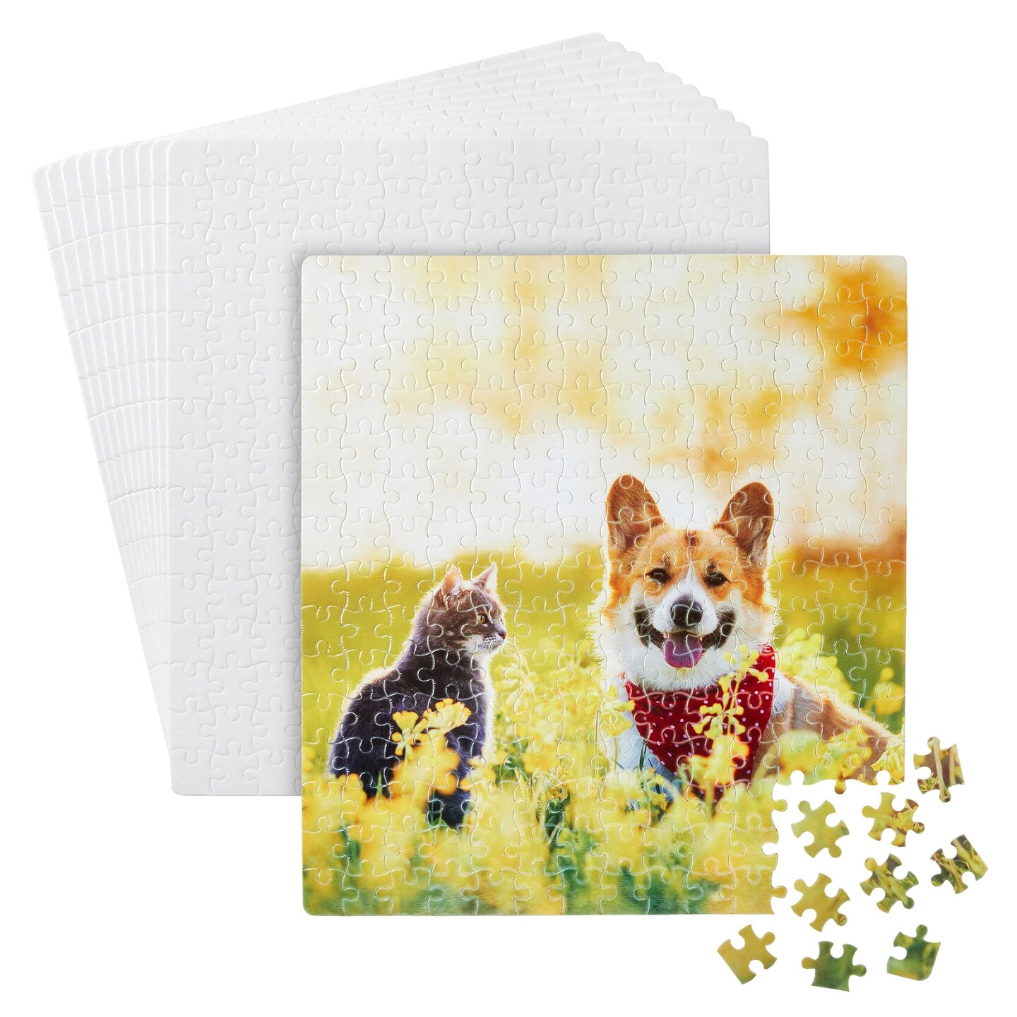 10 Sets Blank Sublimation Puzzles for DIY Crafts, 210-Piece Jigsaws for Heat Press Thermal Transfer (12 x 11 In)