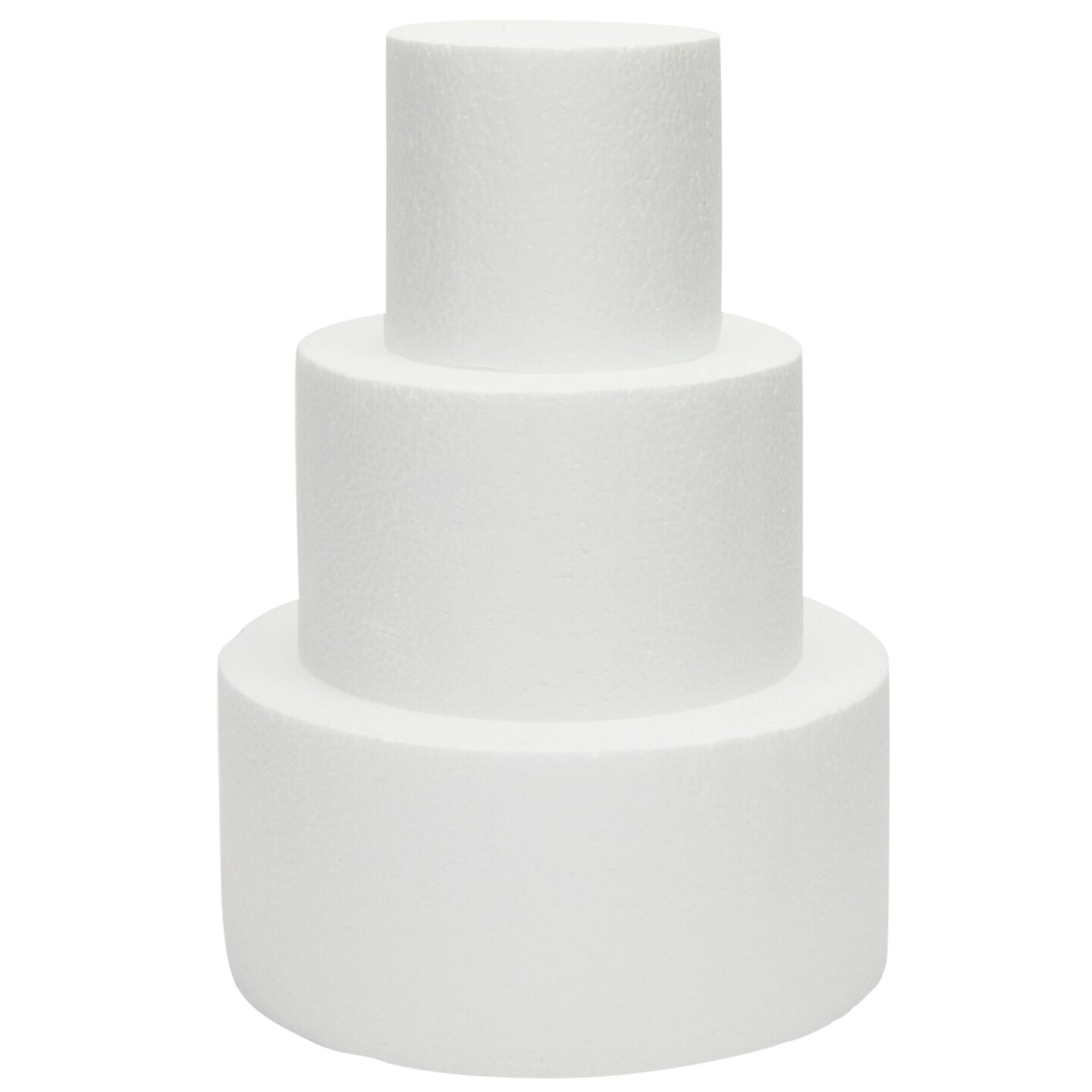 3 Piece Round Foam Cake Dummy Set for Decorating, Faux Cake in 3 Sizes for Birthday, Wedding Display (10.8 Inches Tall)