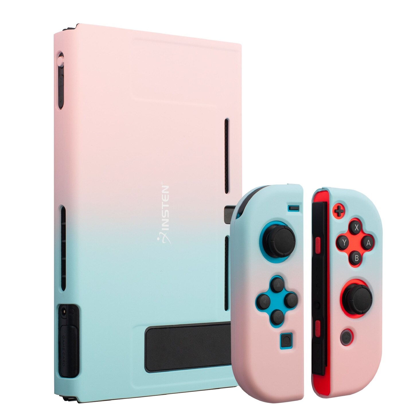 For Nintendo Switch Protective Case, Hard Dockable Shell Cover Skin for Girls, Pink and Blue