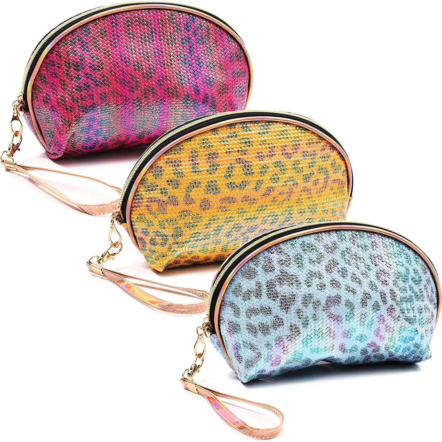 Leopard Print Makeup Bag in 3 Colors (9 x 3 In, 3 Pack)