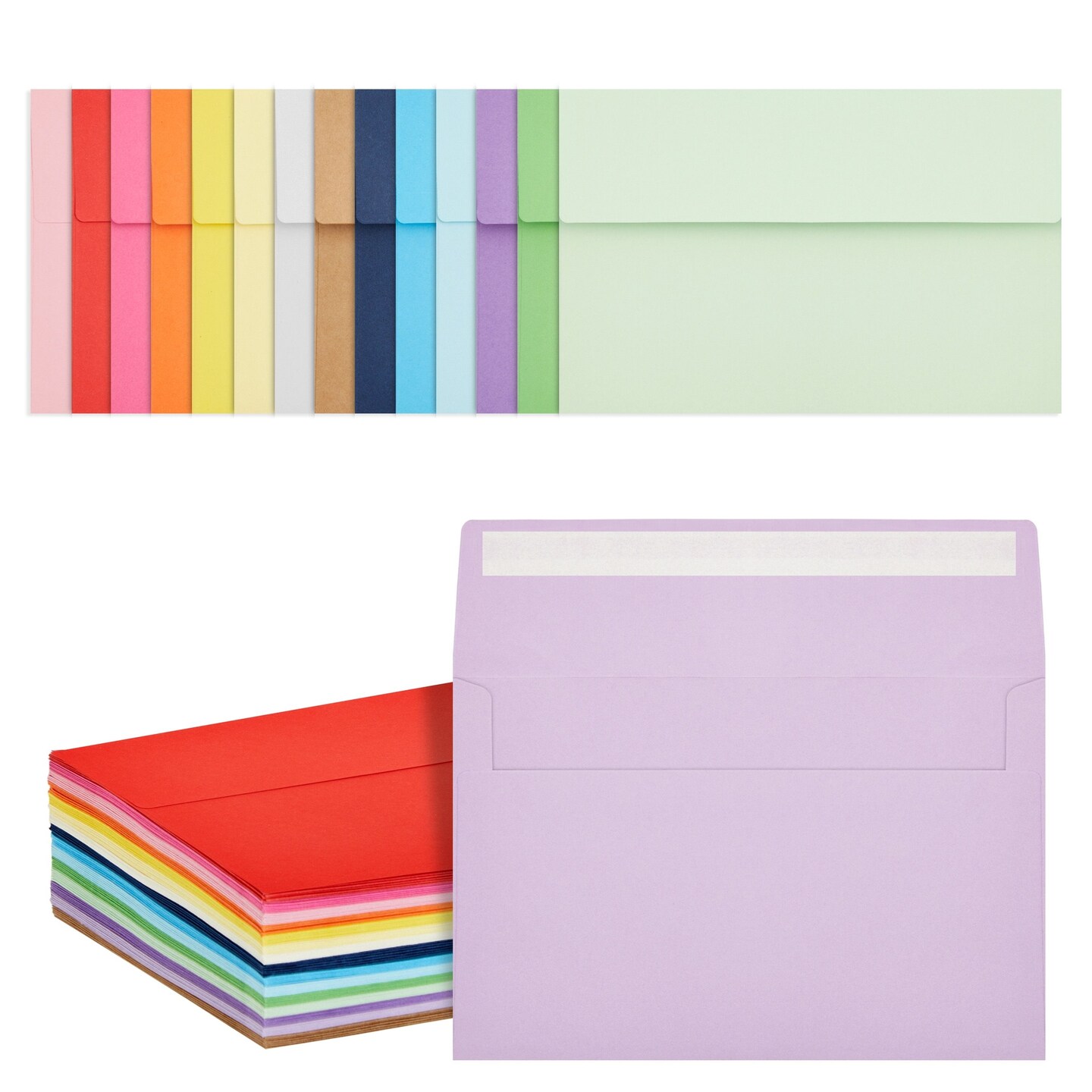 A9 Invitation Envelopes for Weddings, Baby Shower, Birthday Party, 15 Colors (90 Pack)