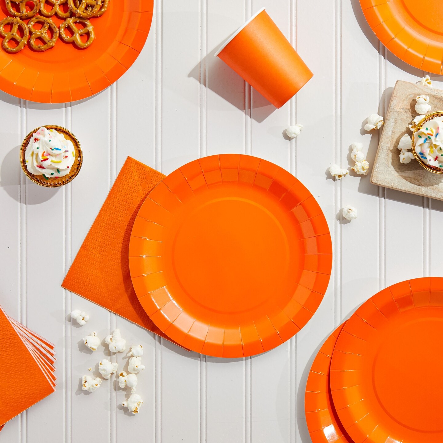 Serves 24 Orange Party Supplies with Paper Plates, Cups, and Napkins for Birthday, Picnic, Summer Events (72 Pieces)