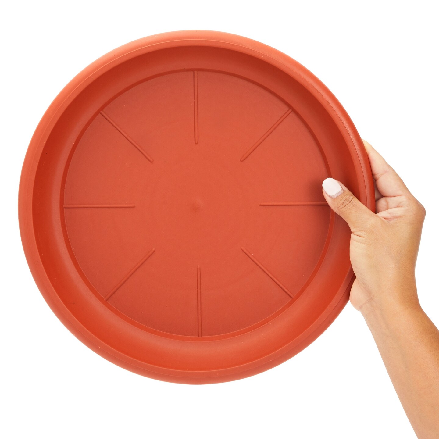 8-Pack Round Plastic Plant Saucer Drip Trays, Terracotta Flower Pot Saucers, Dish for Indoors, Outdoors, Garden, Potted Plants, Home, Patio, Tabletop Planter Base, Terra Cotta Plate Set (12-inch)