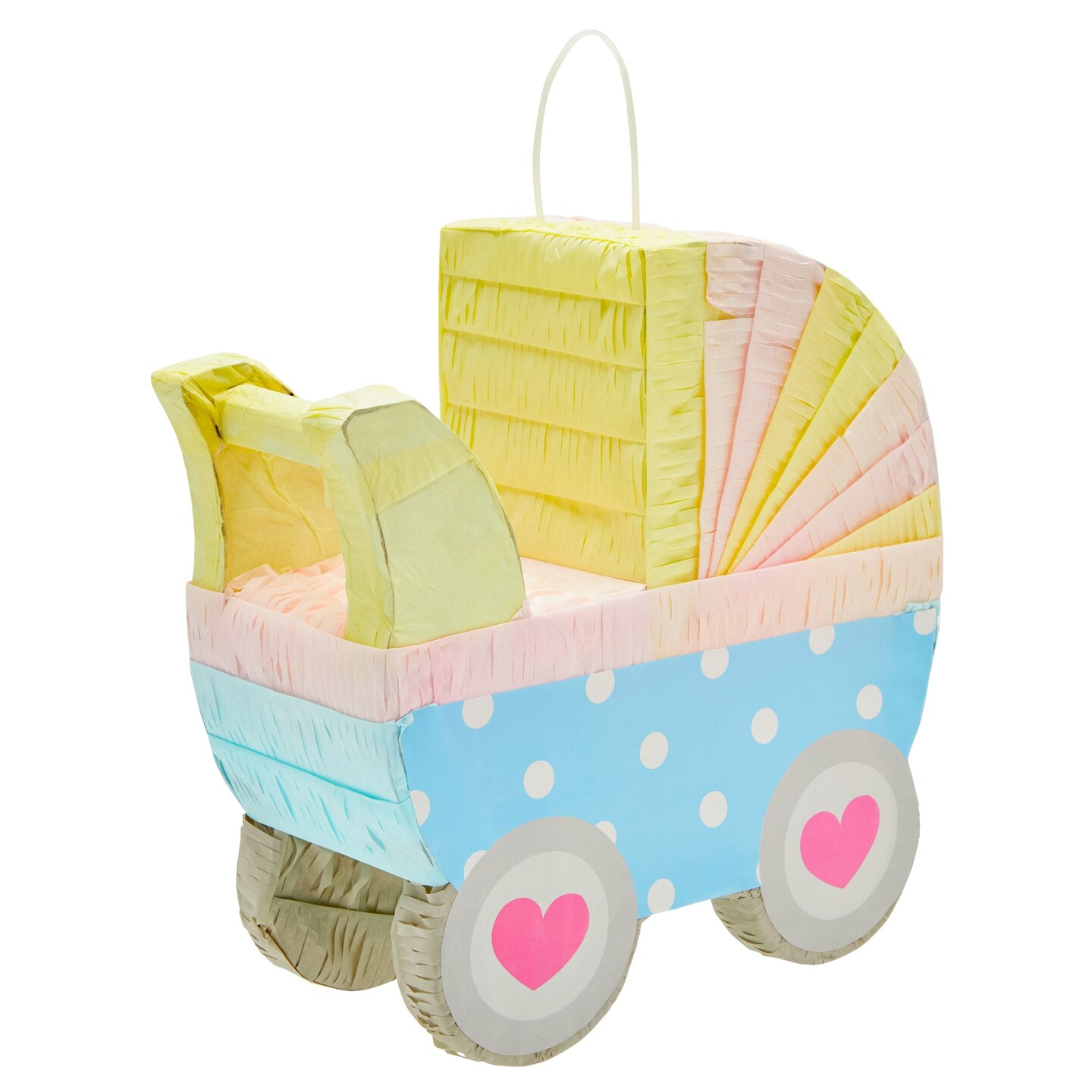 Small Baby Carriage Gender Reveal Pinata, Pastel Baby Shower Decorations (11.5 x 12.25 x 5 In)