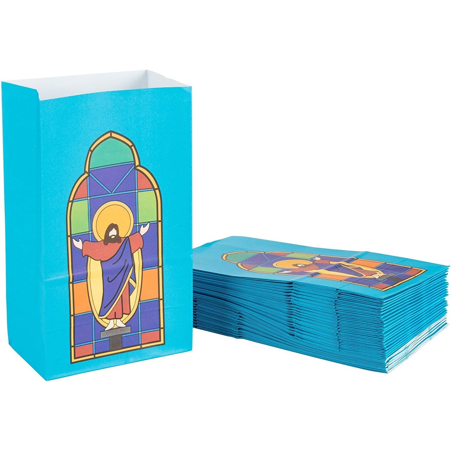 Party Treat Bags - 36-Pack Gift Bags, Religious Party Supplies, Paper Favor Bags, Goodie Bags for Kids, Jesus Design, 5.1 x 8.75 x 3.25 Inches