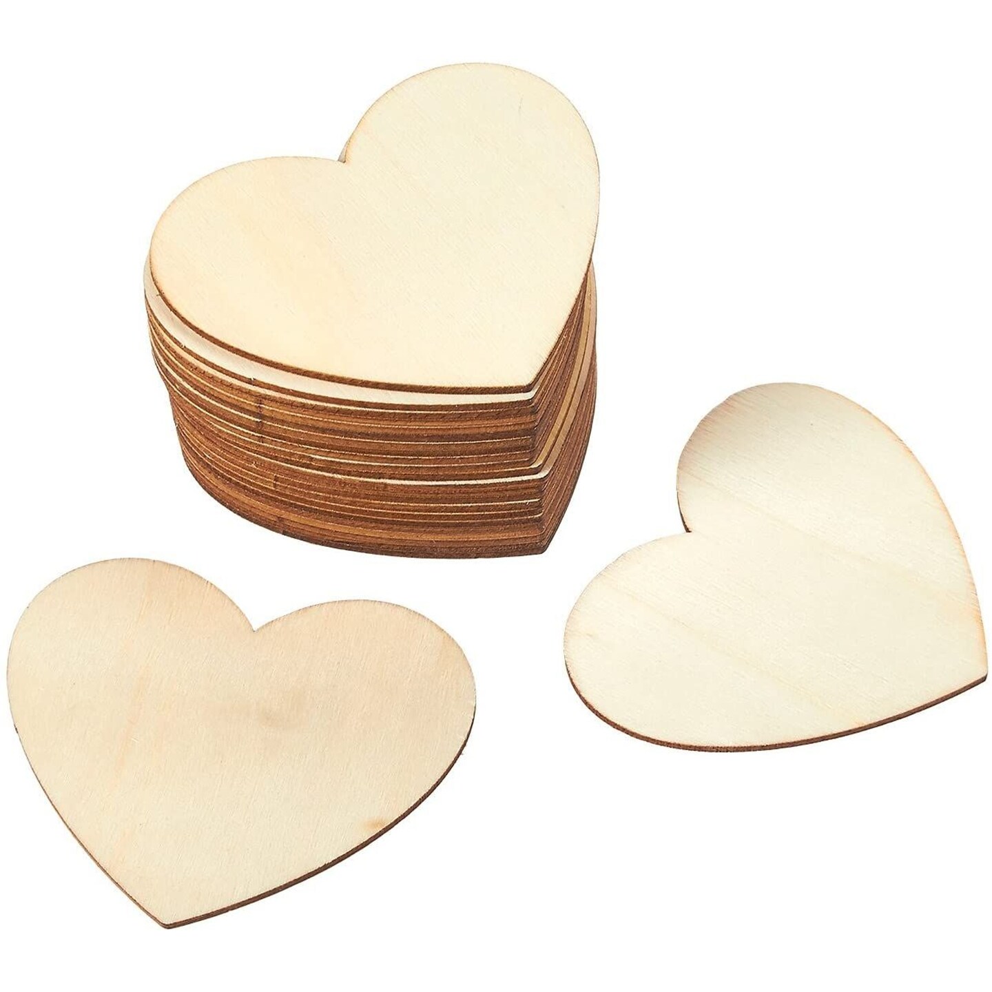 24-Pack Unfinished Wood Heart Cutouts, Wooden Hearts 3.1x3.5 Inch, Ideal Arts and Crafts Supplies, DIY Decorations for Wedding, Valentine, Home, Office, Classroom
