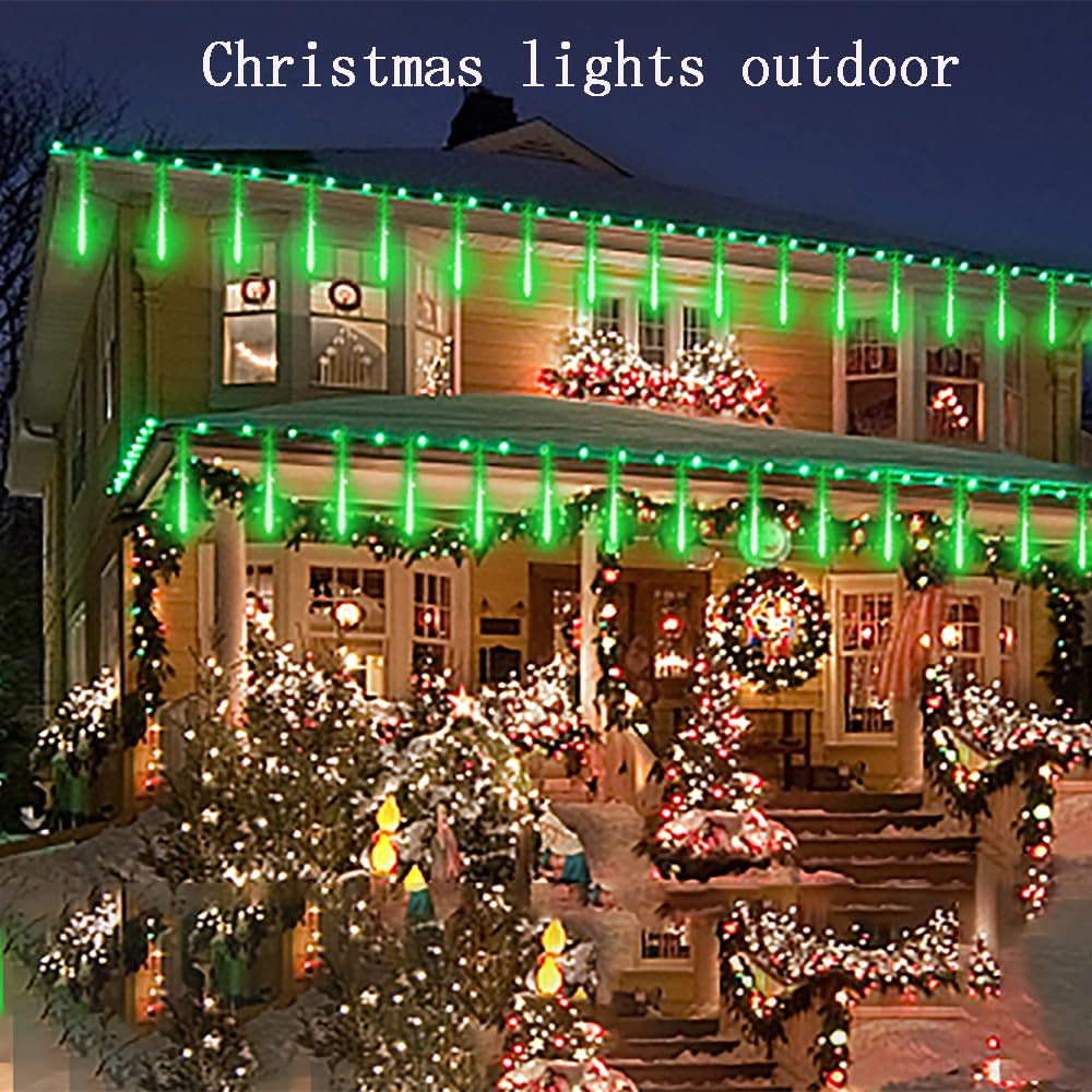 Halloween Lights Outdoor, Meteor Shower Lights for Halloween Decorations Christmas Party St. Patrick&#x27;s Day, UL Plug, Green Christmas Lights