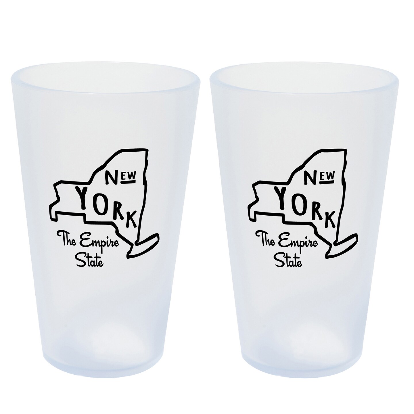 Silipint: State Pint Glasses 16oz: 2 Pack - New York - Icicle Silicone Cups, Unbreakable, Hot &#x26; Cold Drinks, Dishwasher-Microwave-Freezer-Oven Safe