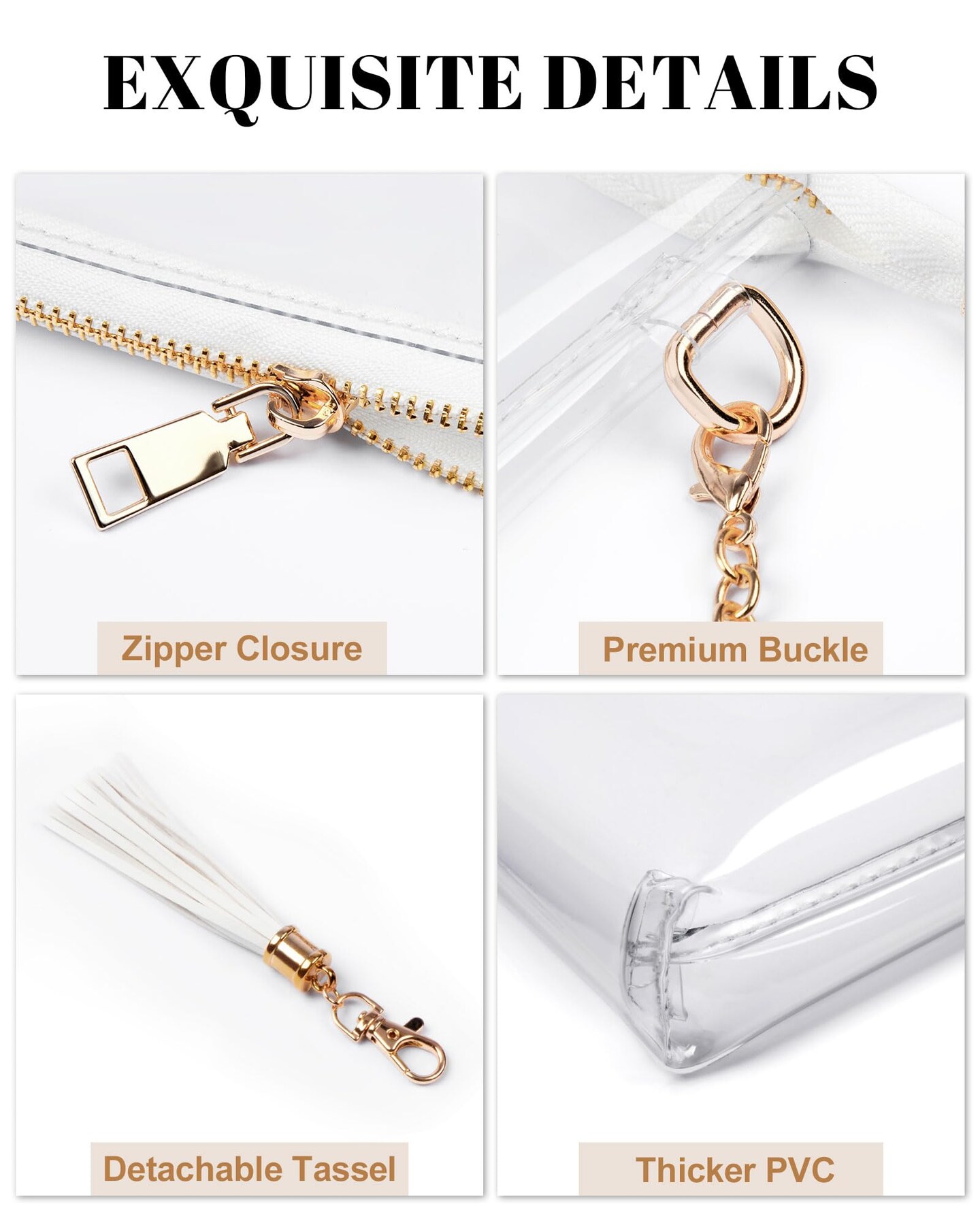 Clear Bag Stadium Approved, Clear Crossbody Purse for Concert, Festival (White)